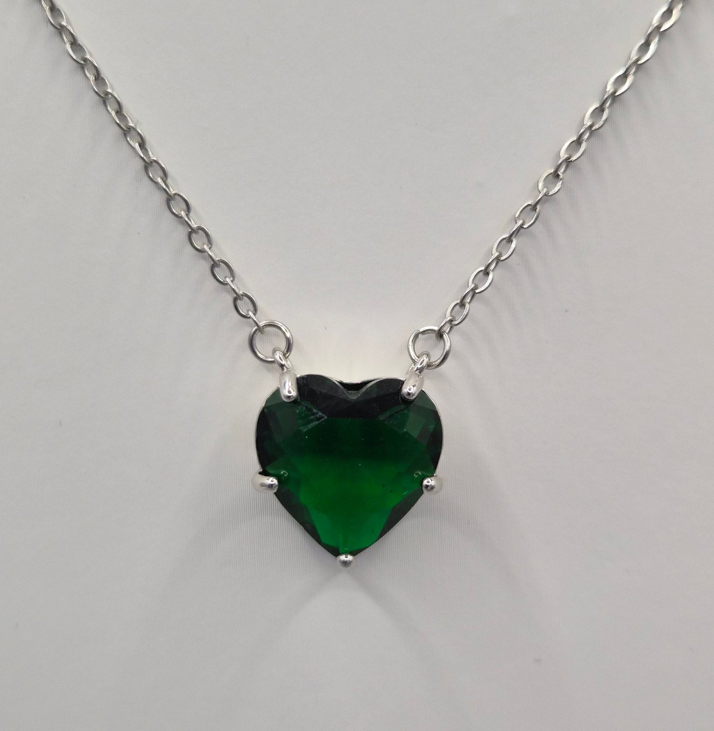 Heart Shaped Green Cubic Zirconia Pendant