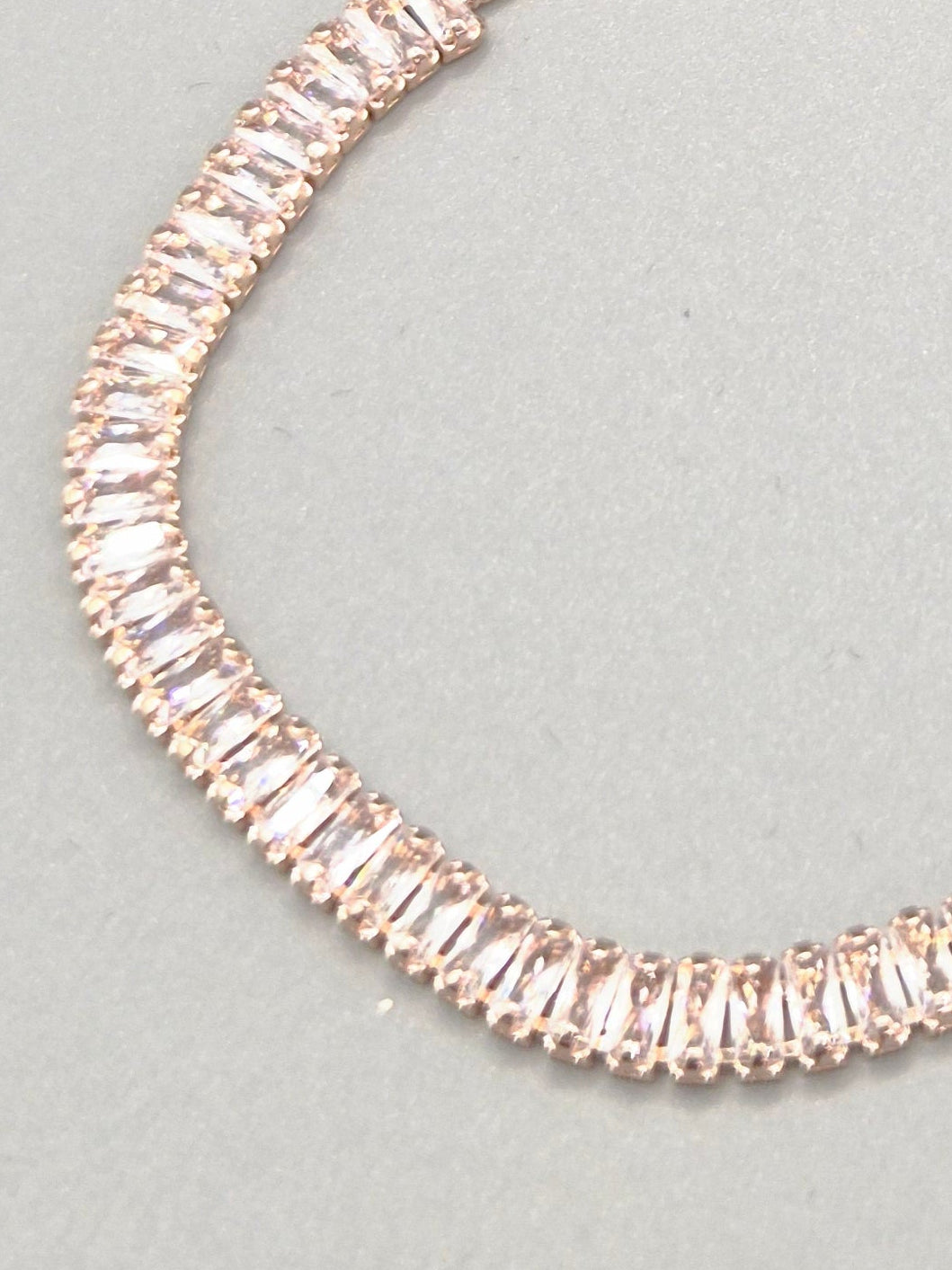 Baugette cut Cubic Zirconia Adjustable Rose set Bracelet