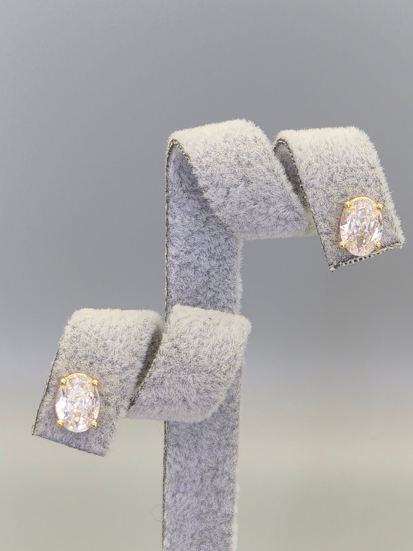 Oval Cubic Zirconia Stud Earrings - Yellow