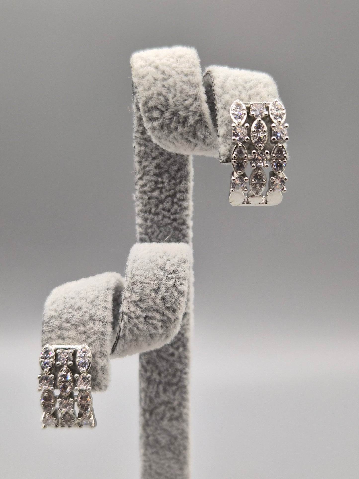 Marquise & Round Cubic Zirconia Half Hoop Earrings