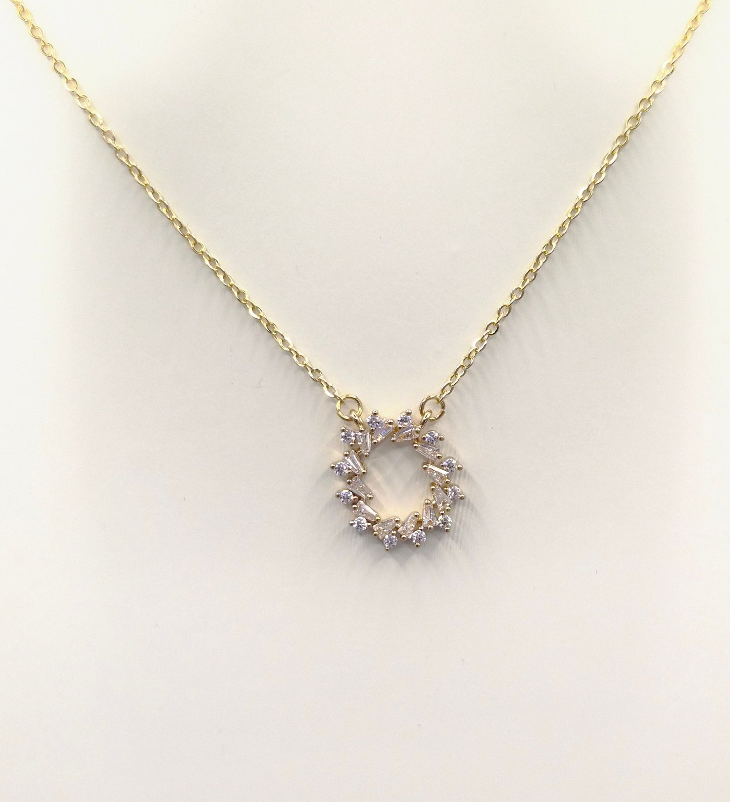 Tapered Baguette & Round Cubic Zirconia Yellow Set Pendant