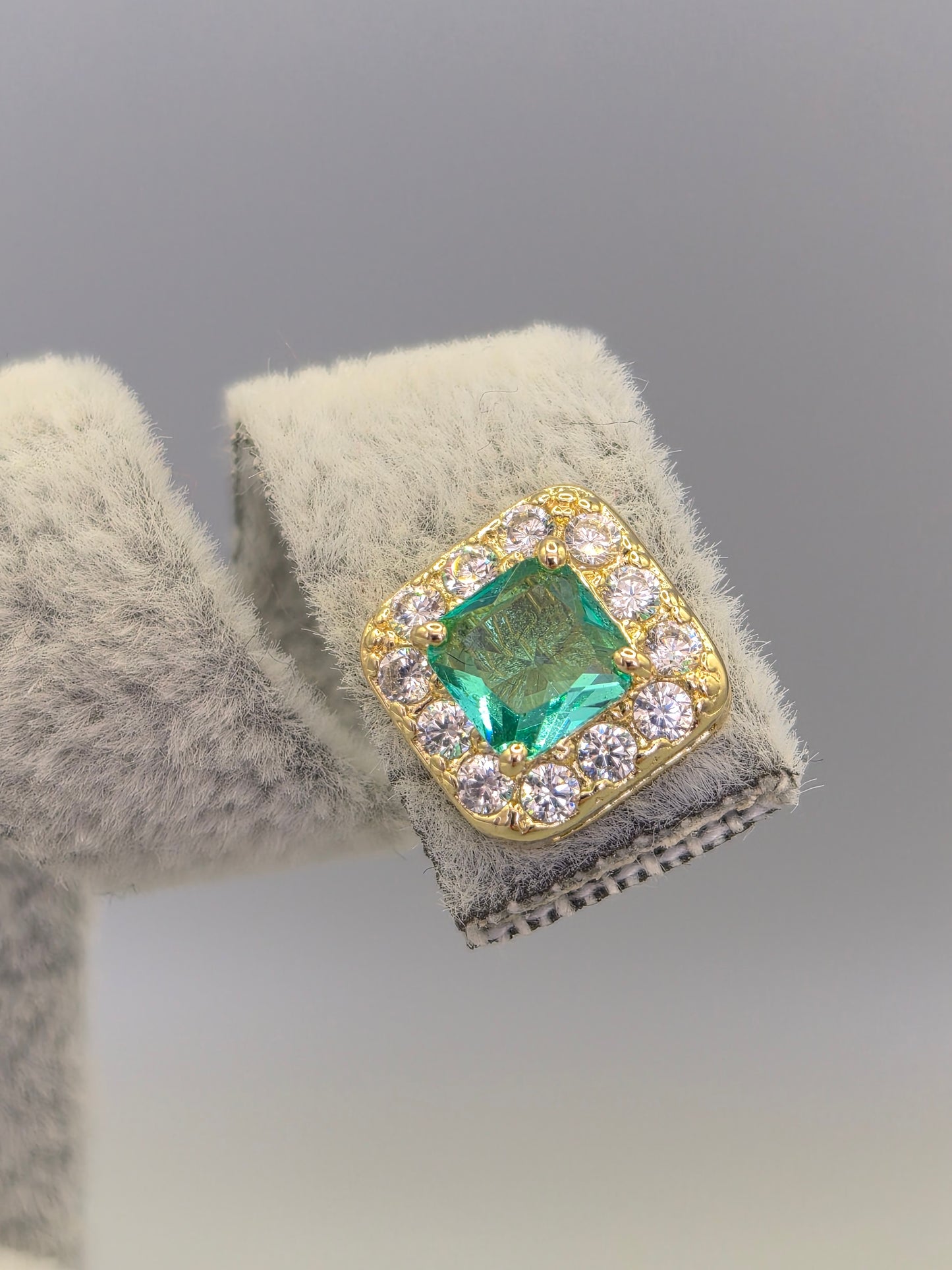 Sea Green Cubic Zirconia Drop Earrings Yellow Set
