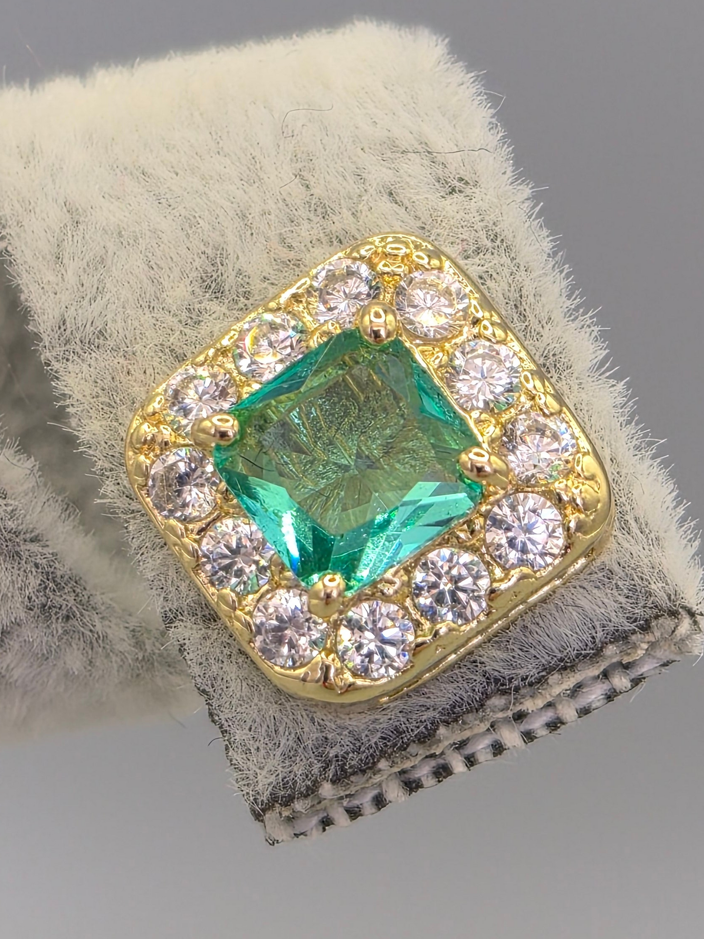 Sea Green Cubic Zirconia Drop Earrings Yellow Set