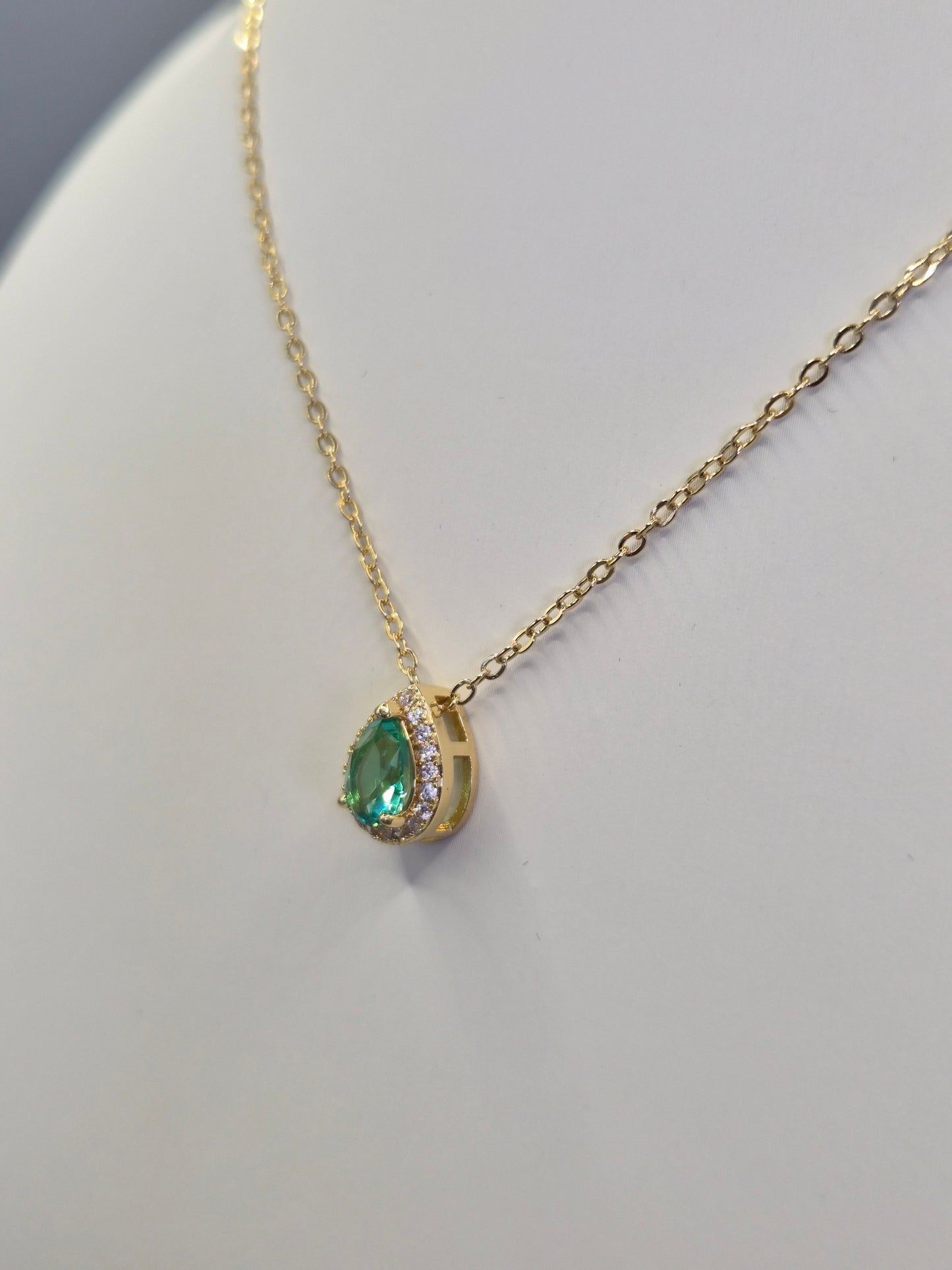 Jasmine Green Pear Shaped & Round Brilliant Cut Cubic Zirconia Pendant - Yellow