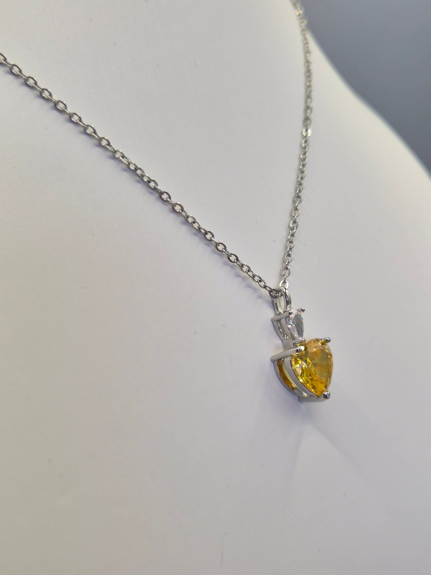 Yellow Heart & Pear Cubic Zirconia Pendant