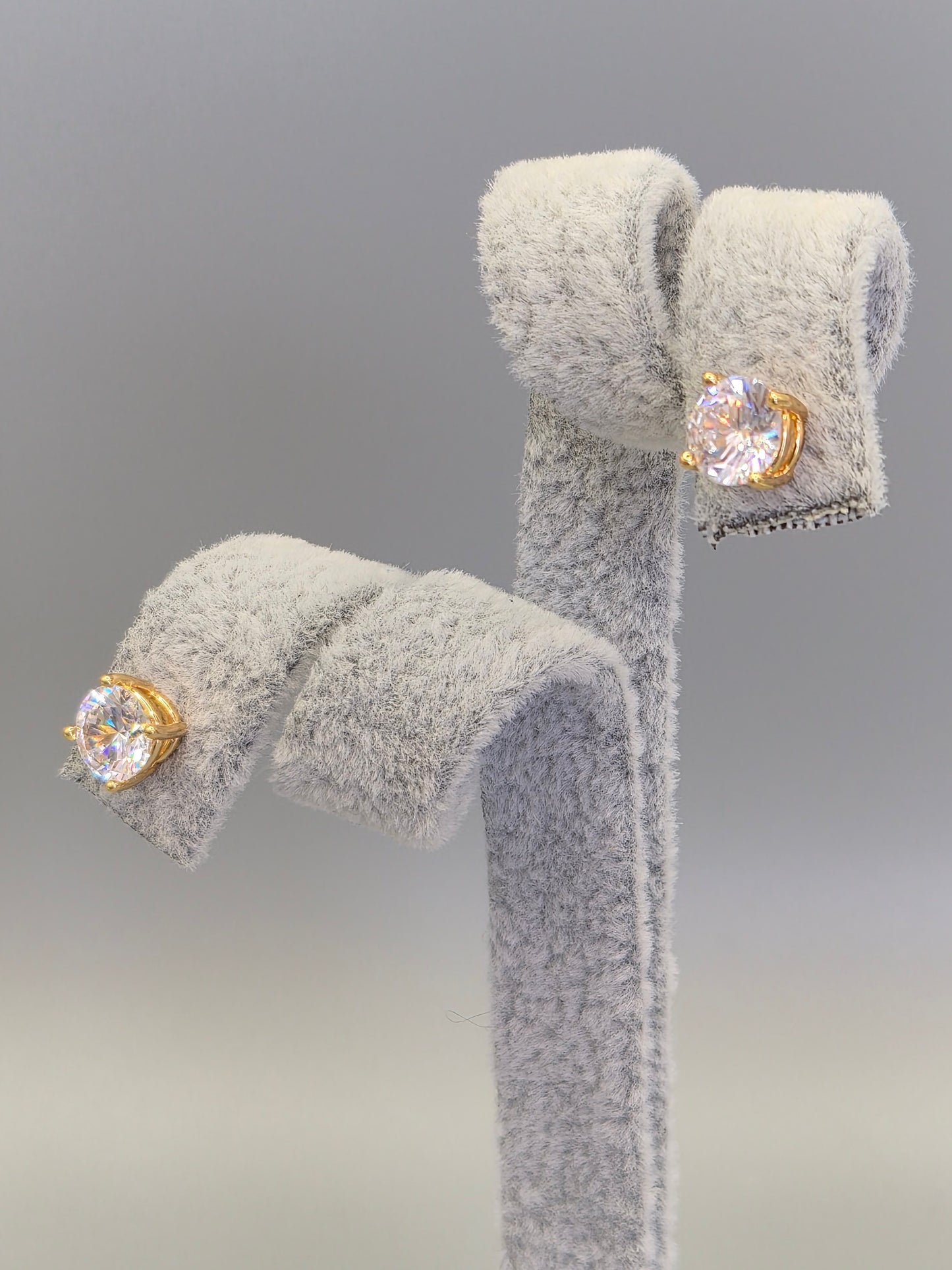 Round Brilliant Cubic Zirconia Stud Earrings Yellow Set