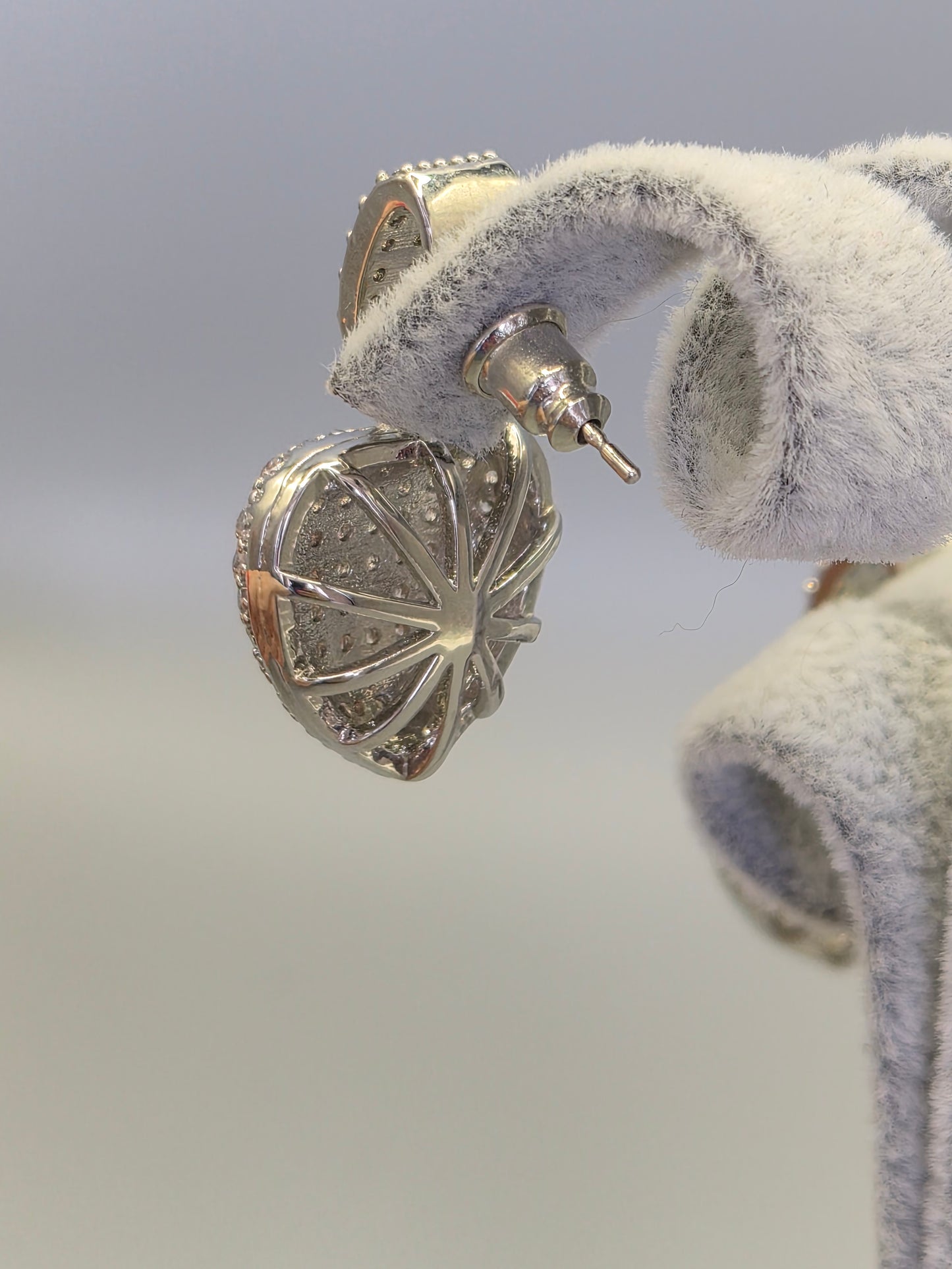 Pave Set Heart Cubic Zirconia Stud Earrings