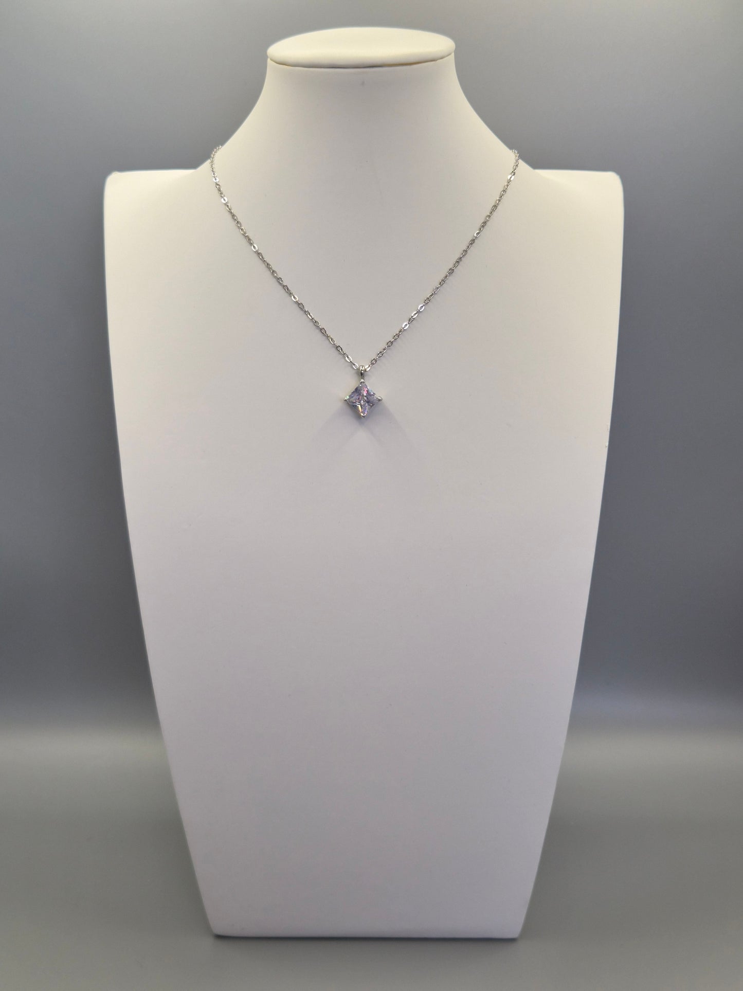 Princess Cut Solitaire Cubic Zirconia Pendant