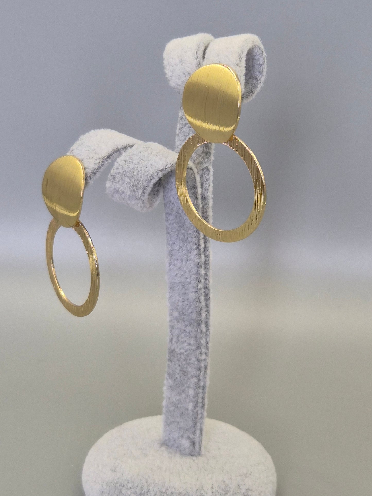 Closed & Open Circle Drop Earrings Yellow