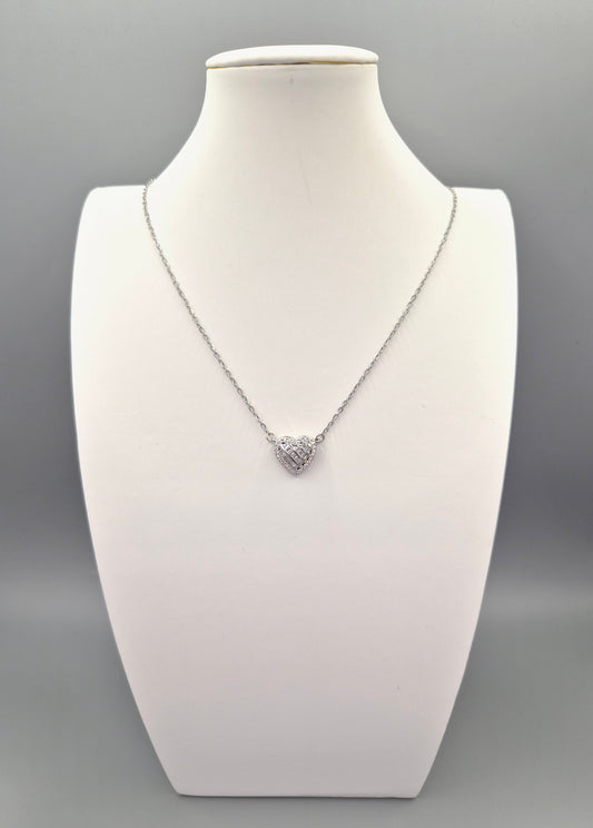 Heart Baguette & Round Cubic Zirconia Pendant