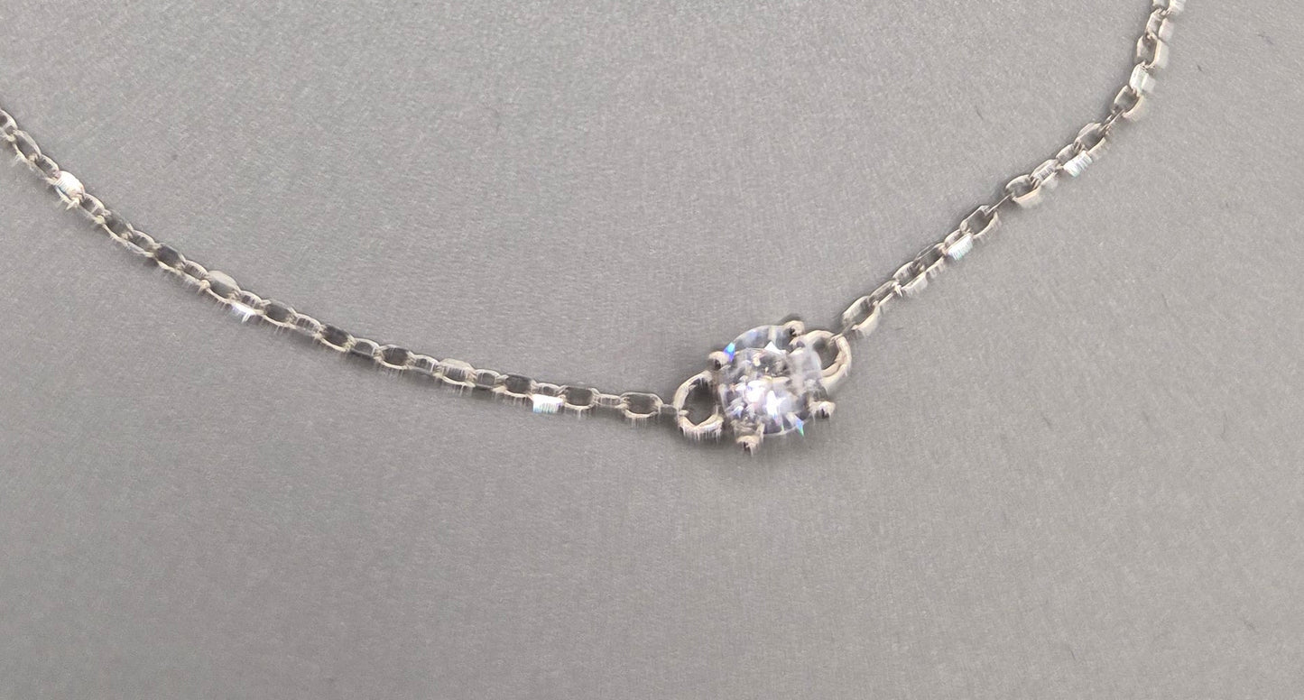 Cubic Zirconia Solitaire & Chain Bracelet