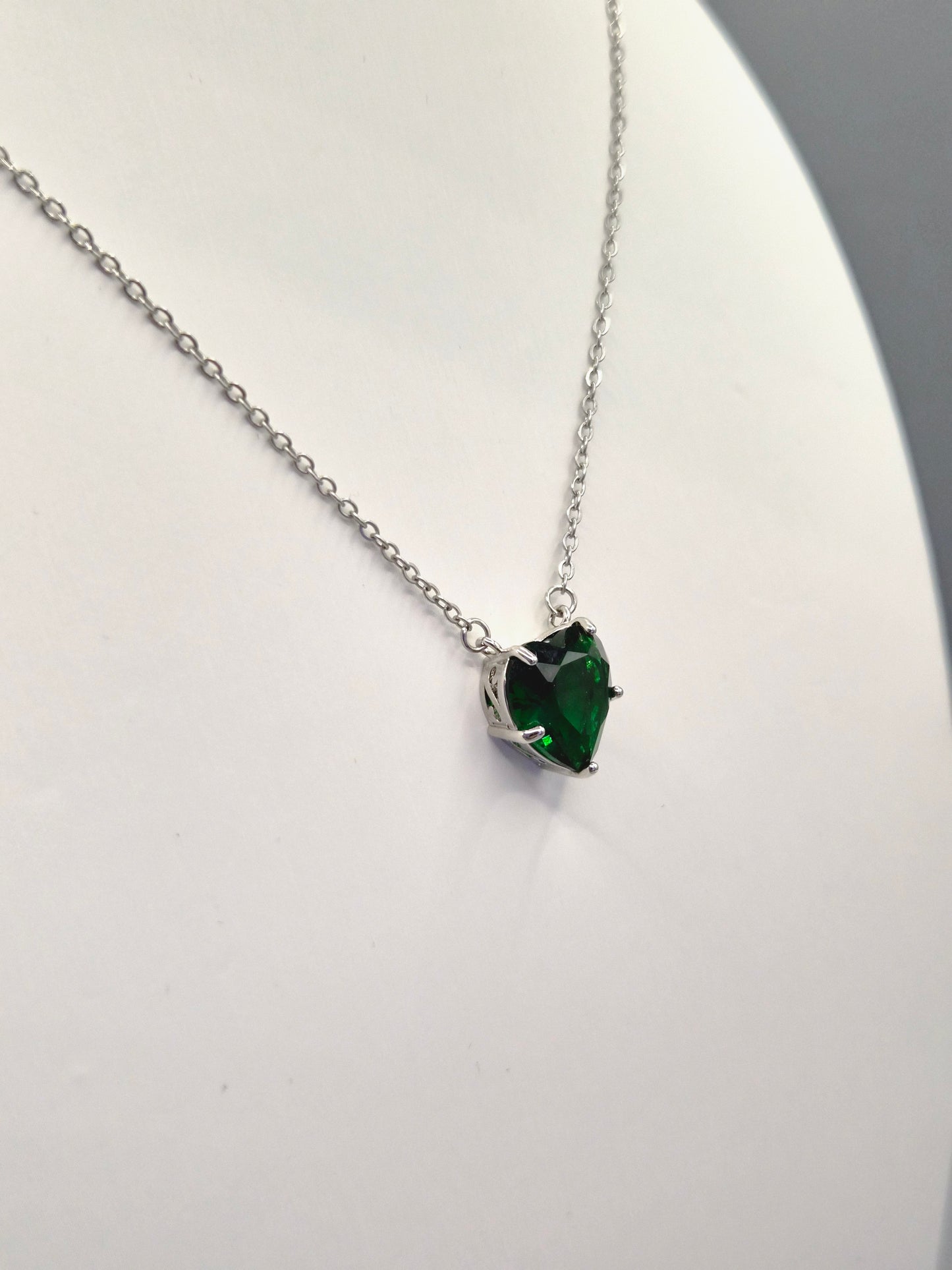 Heart Shaped Green Cubic Zirconia Pendant