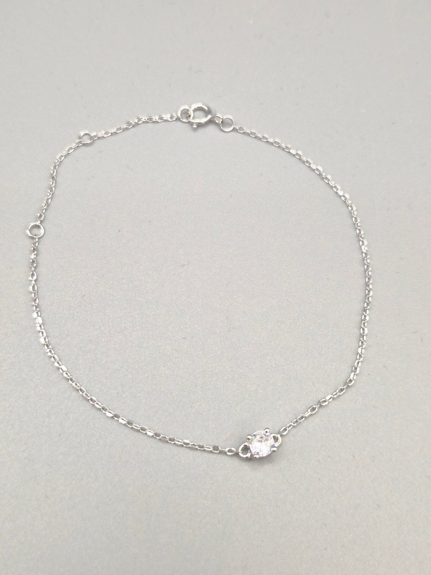 Cubic Zirconia Solitaire & Chain Bracelet
