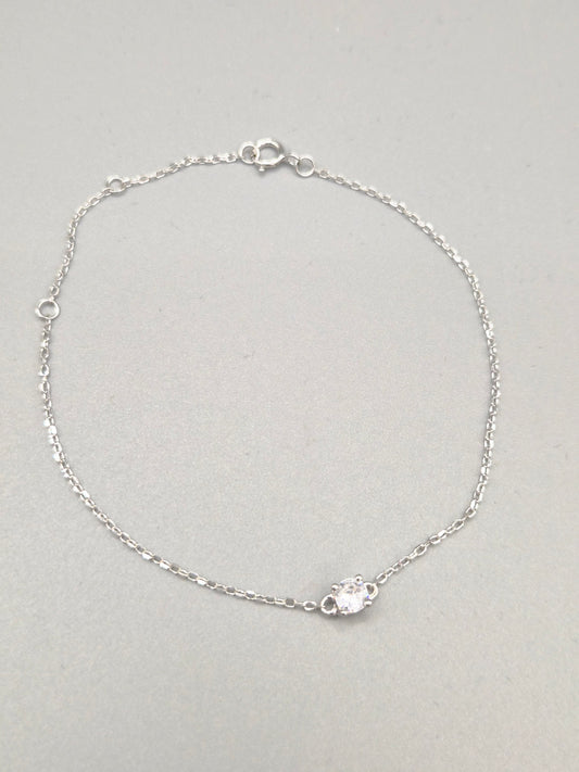 Cubic Zirconia Solitaire & Chain Bracelet