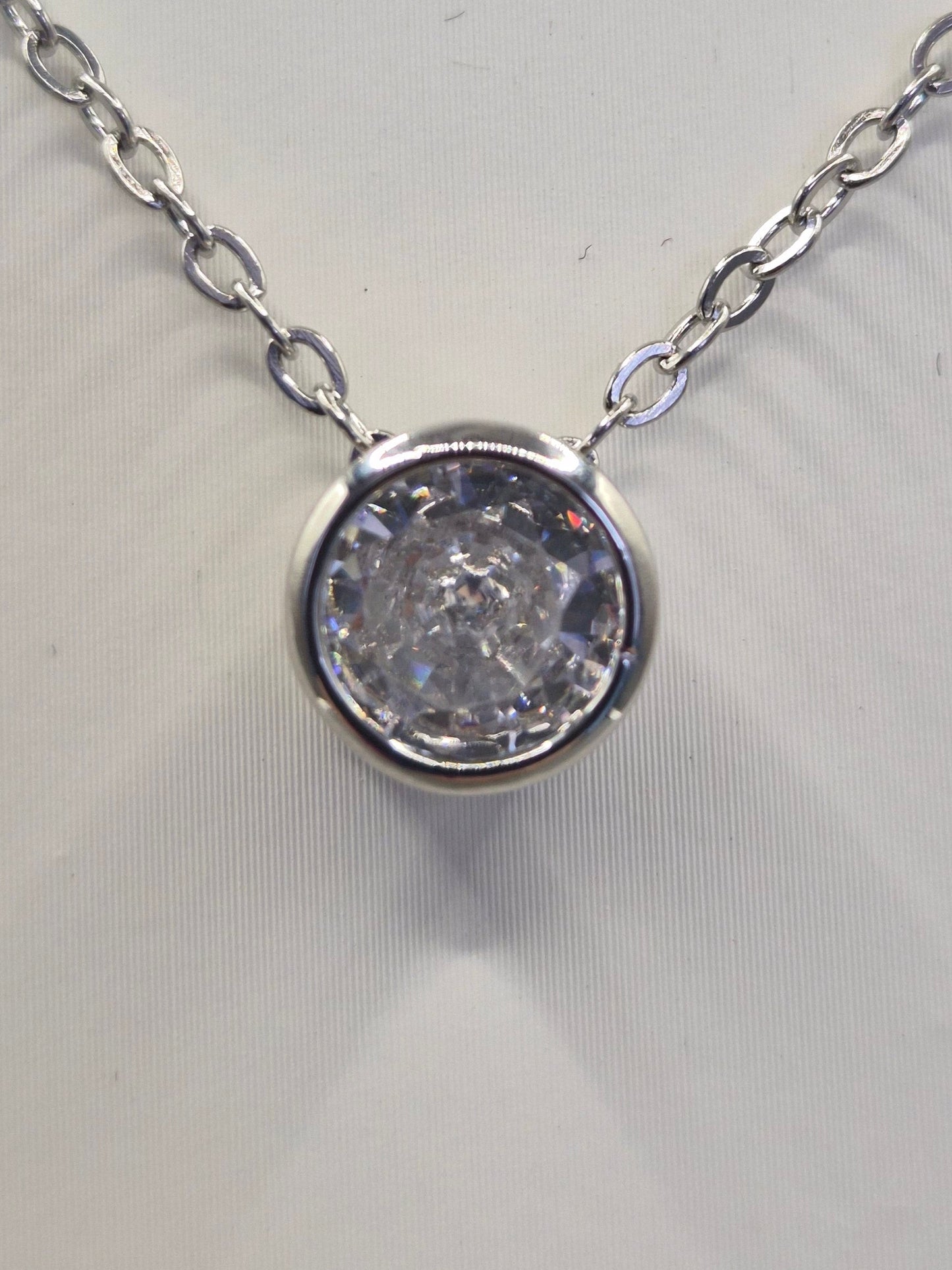 Bezel Set Solitaire Cubic Zirconia Pendant