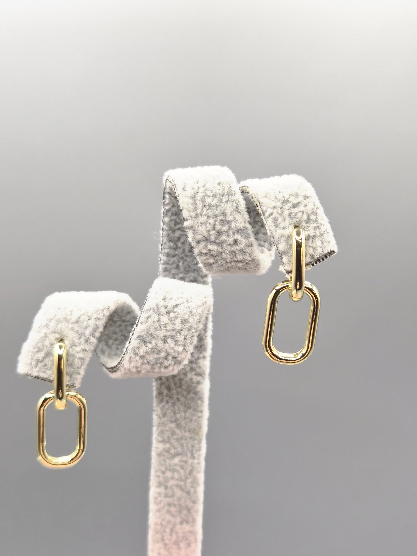 Double Link Gold Plated Drop Earrings
