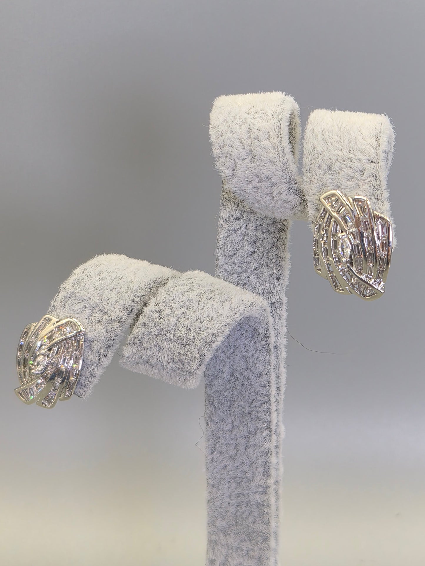 Marquise & Baguette Cut Cubic Zirconia Surround Stud Earrings