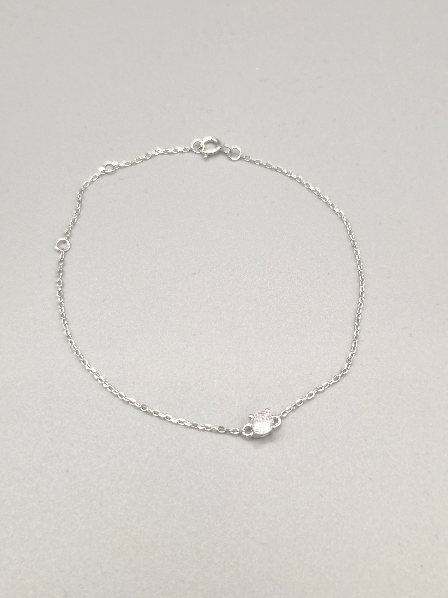 Cubic Zirconia Solitaire & Chain Bracelet