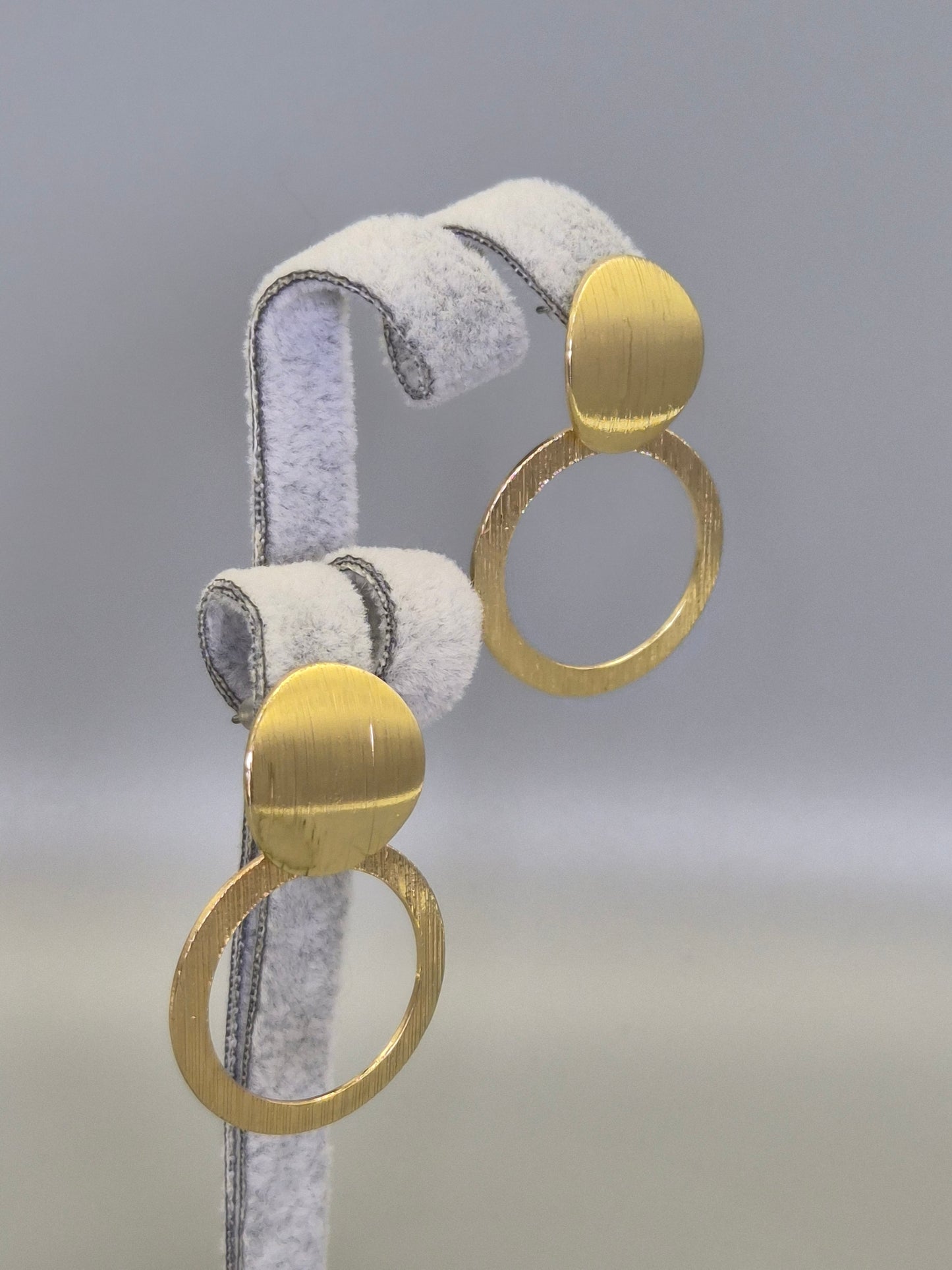 Closed & Open Circle Drop Earrings Yellow