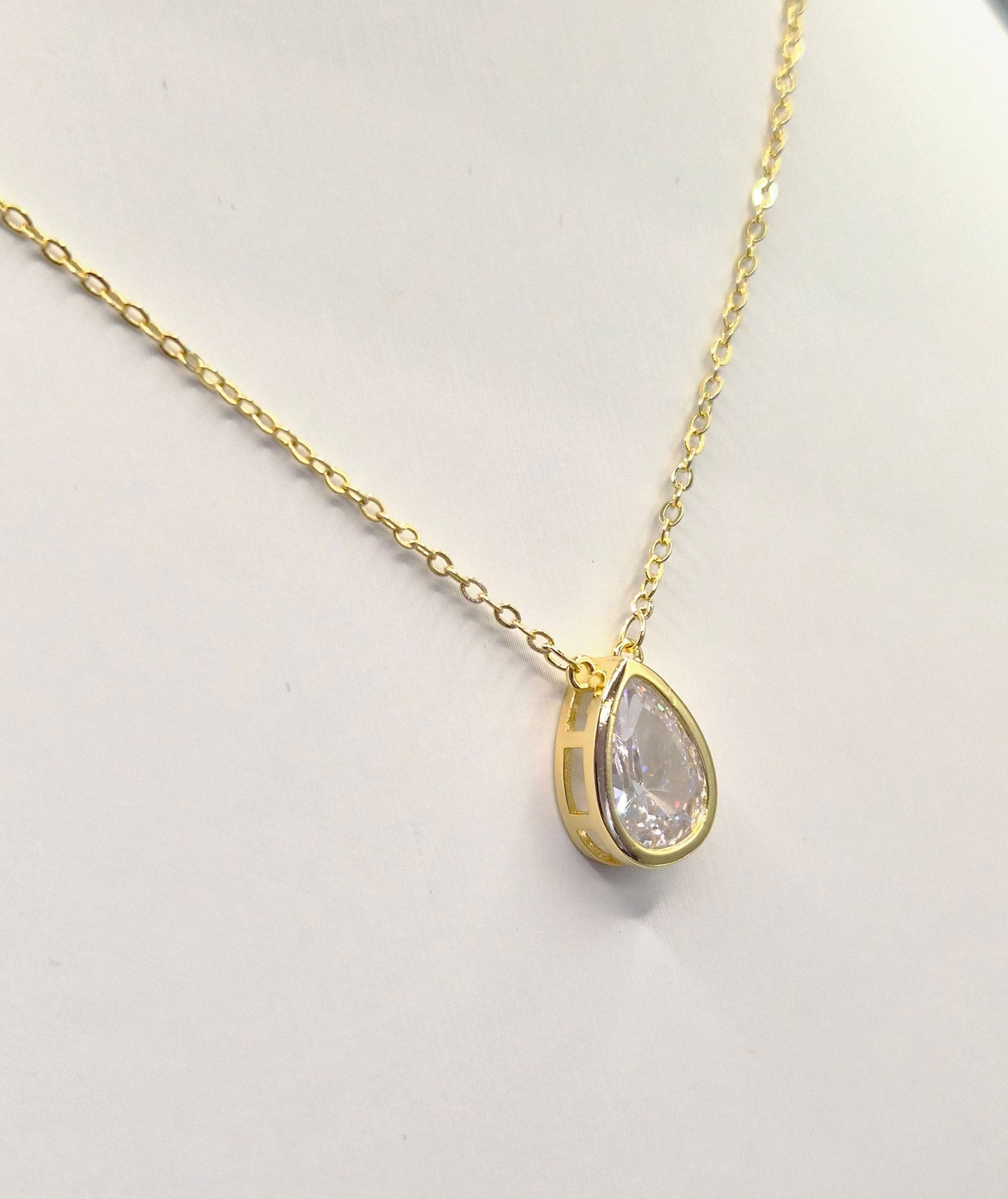 Pear Bezel Yellow Set Cubic Zirconia Pendant