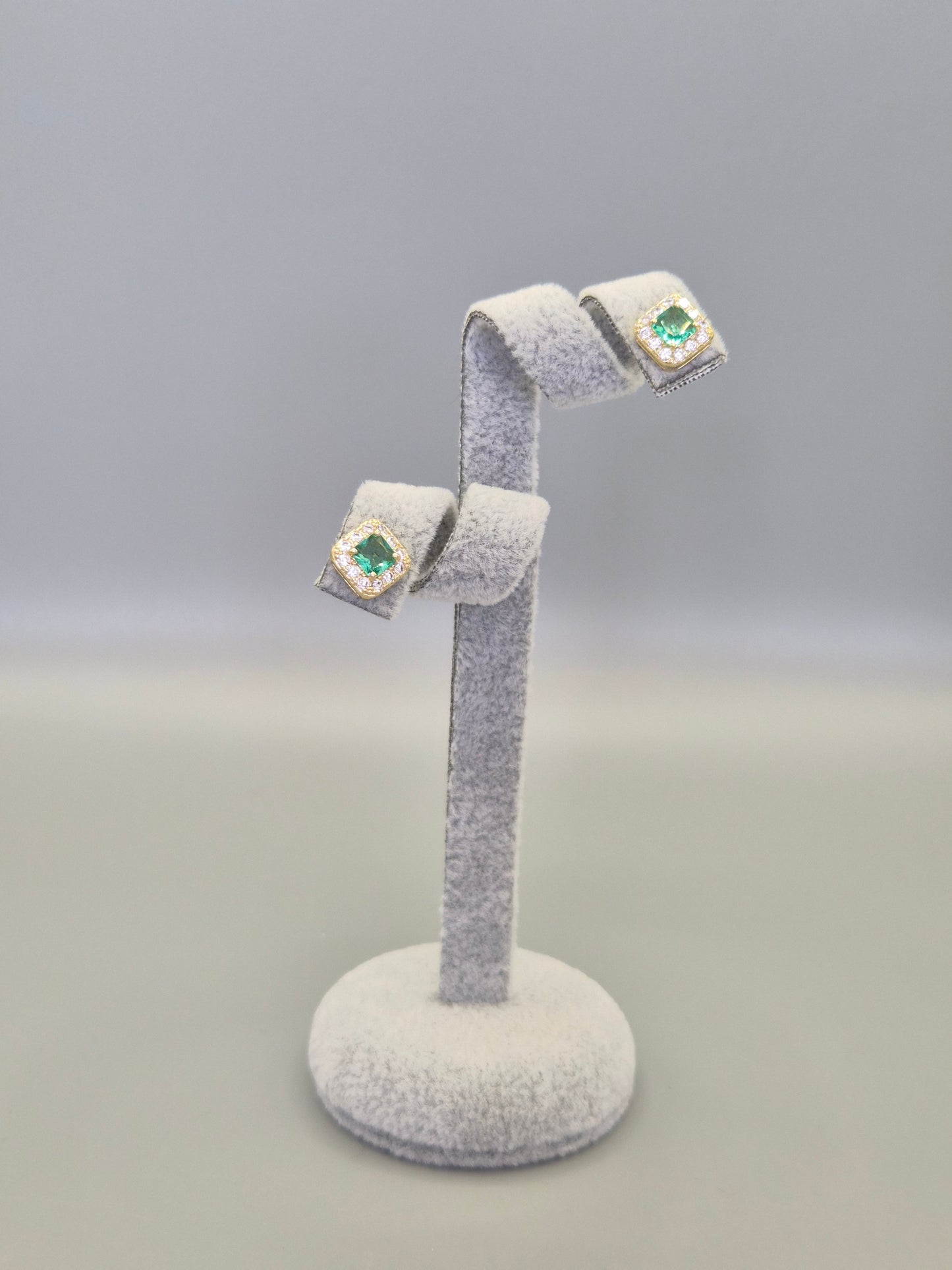 Sea Green Cubic Zirconia Drop Earrings Yellow Set