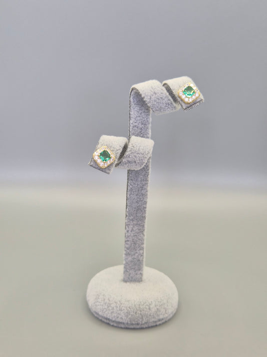Sea Green Cubic Zirconia Drop Earrings Yellow Set