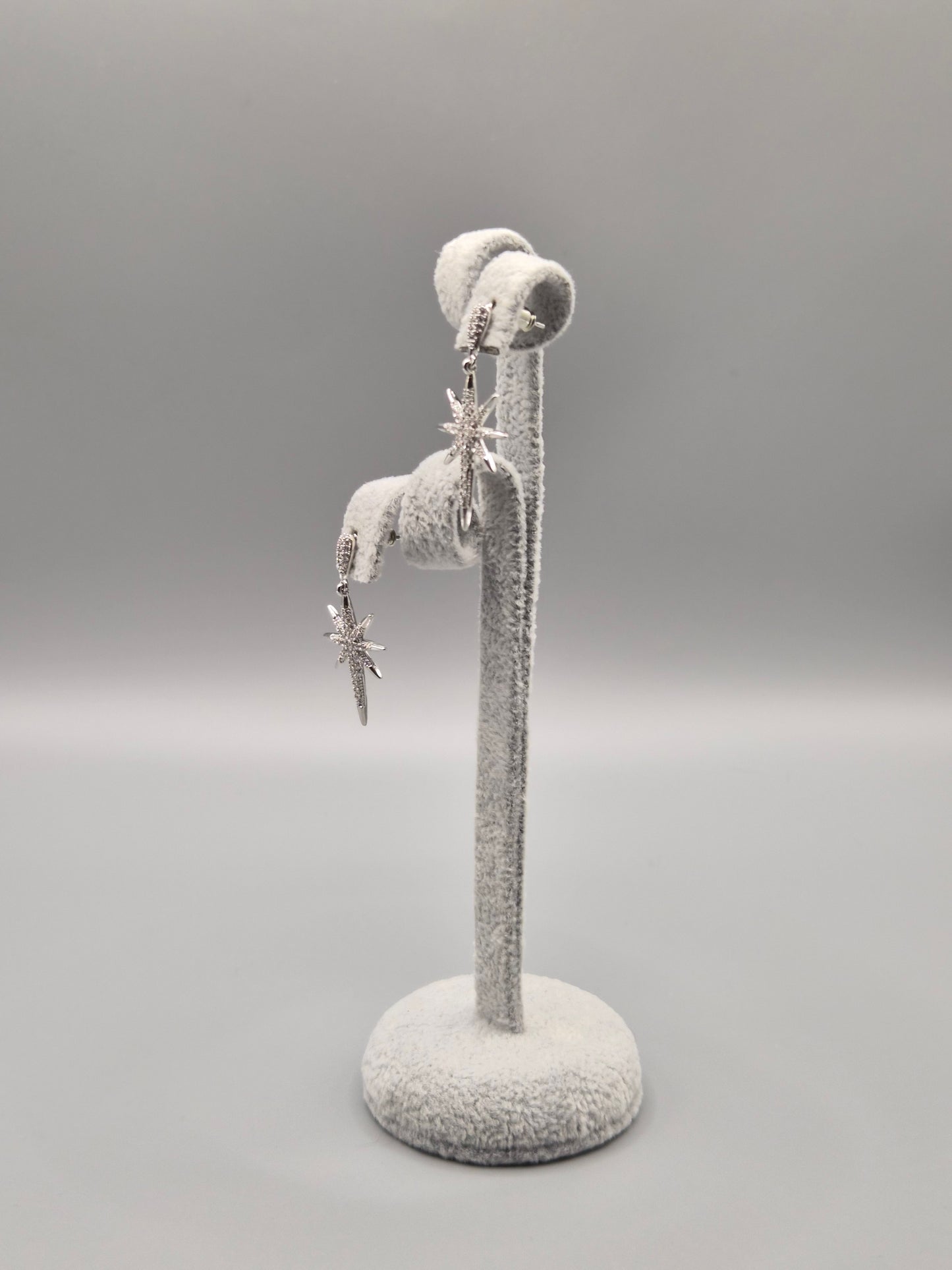 Long Star Cubic Zirconia Drop Earrings