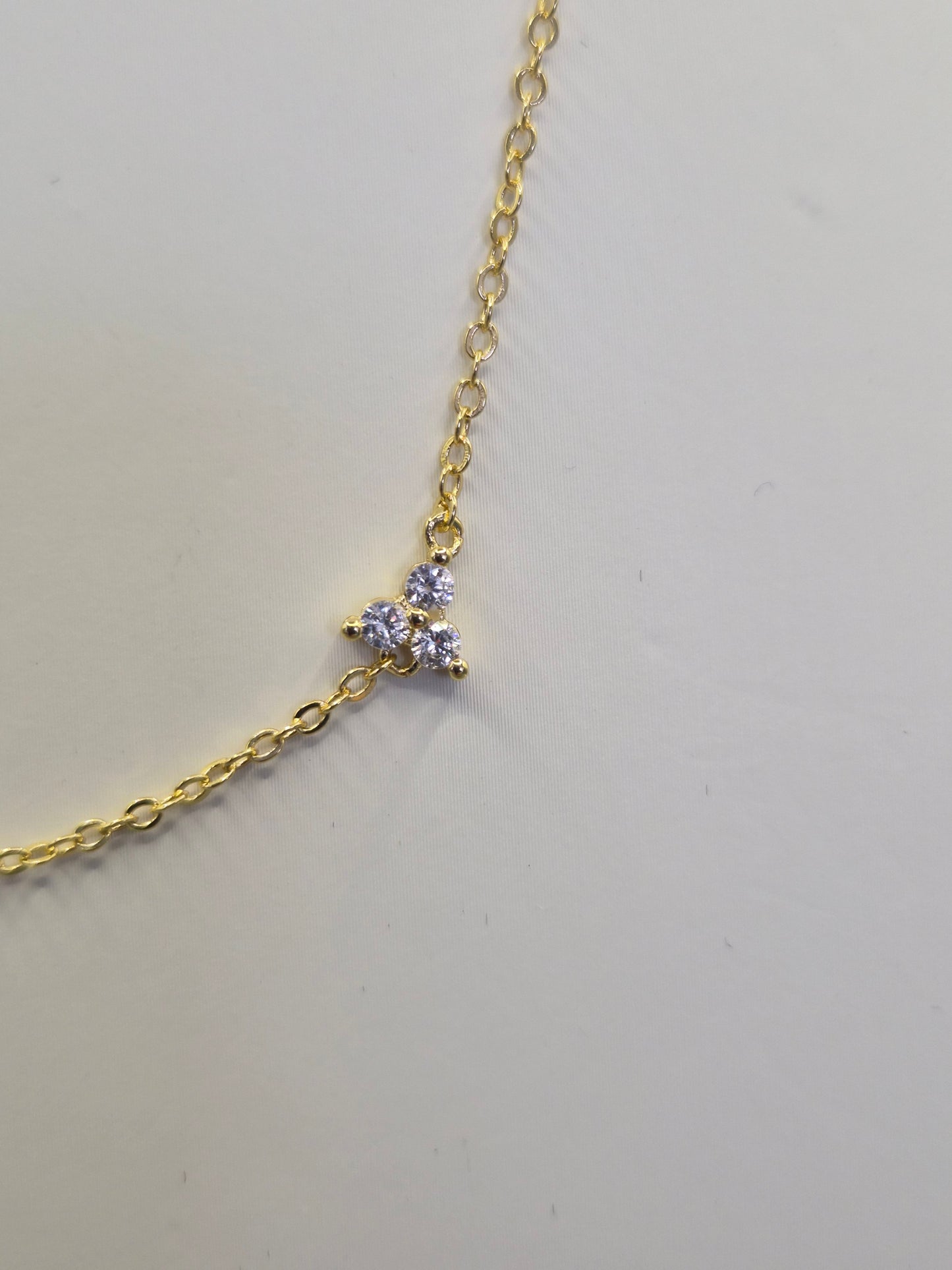 12 Stone Cubic Zirconia Choker Necklace- Yellow 16"