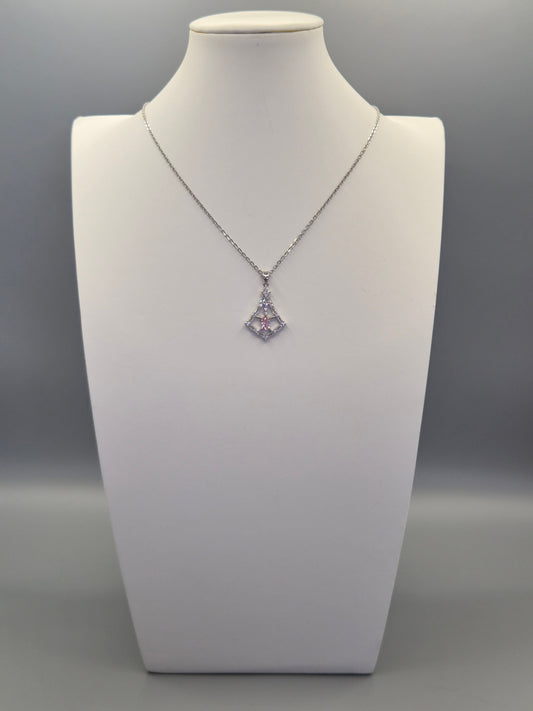 Pink Oval, Round & Baguette Cut Cubic Zirconia Pendant