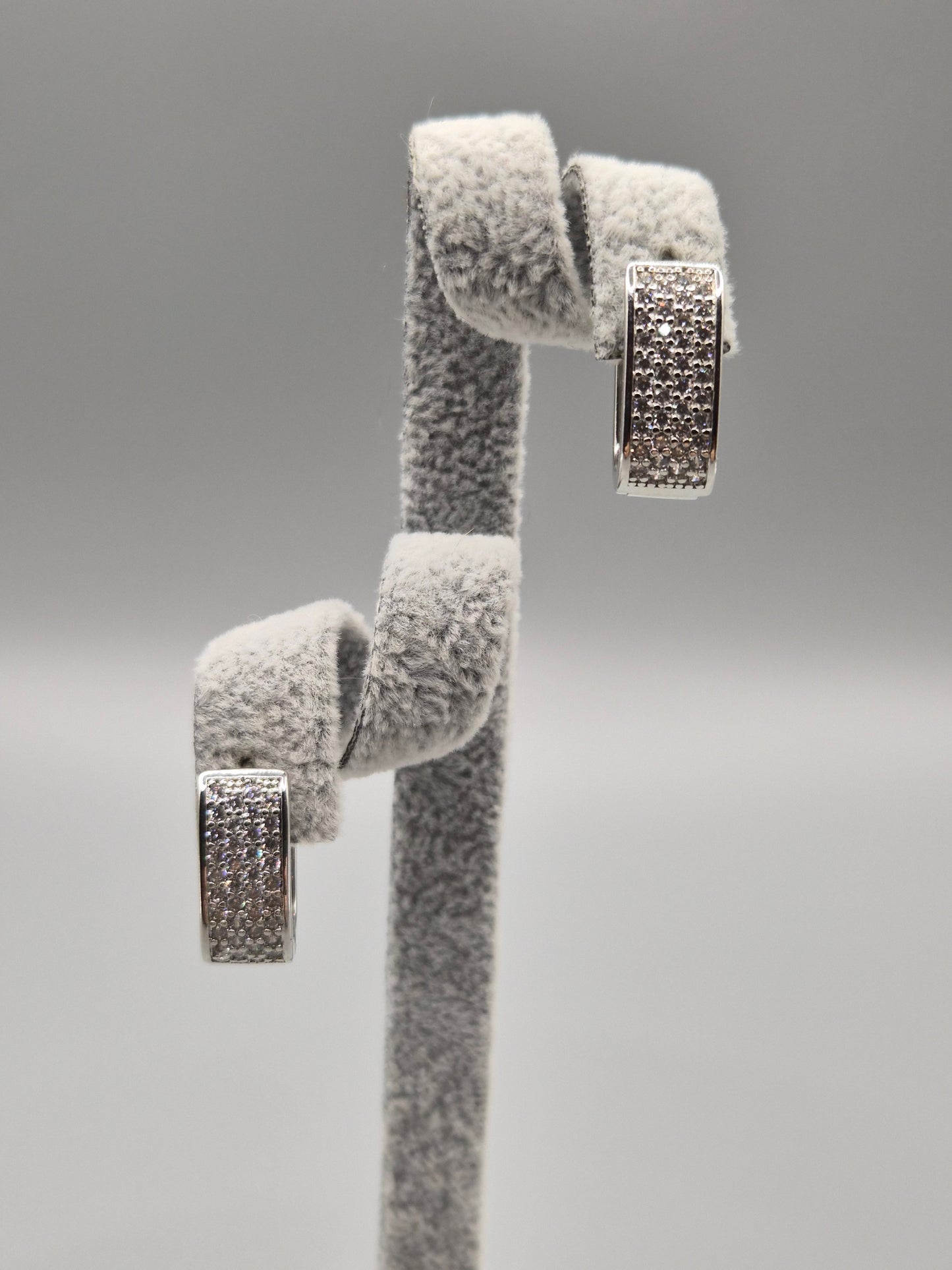 Double Sided Cubic Zirconia Oval Hoop Earrings