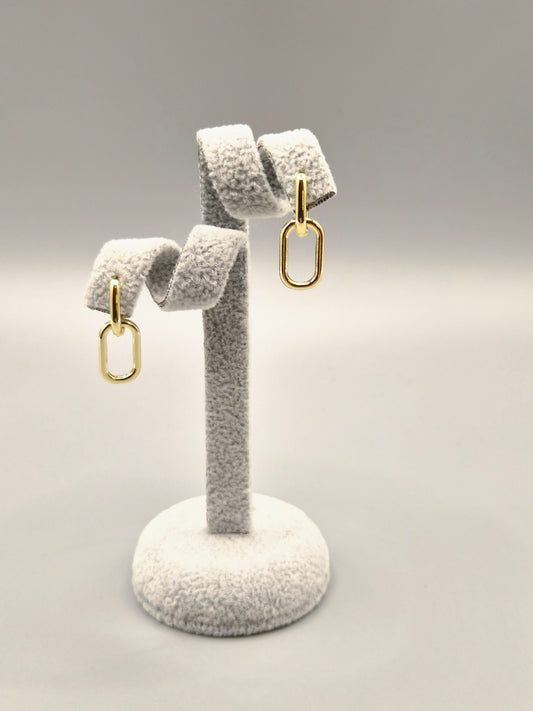 Double Link Gold Plated Drop Earrings