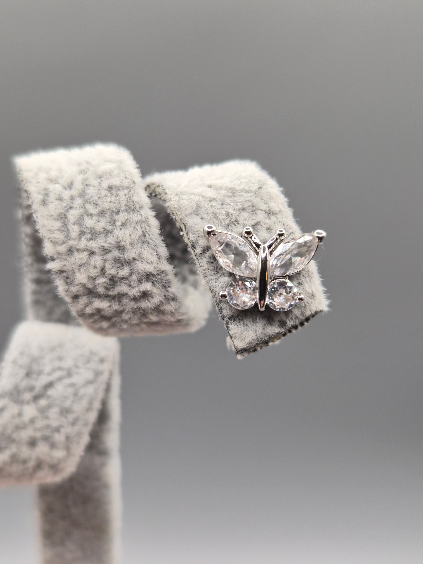 Butterfly Cubic Zirconia Open Circle Stud Earrings