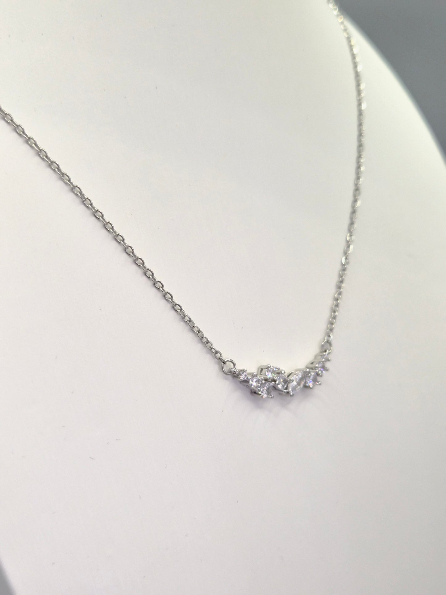 Curved Marquise, Round & Princess Cut Cubic Zirconia Pendant