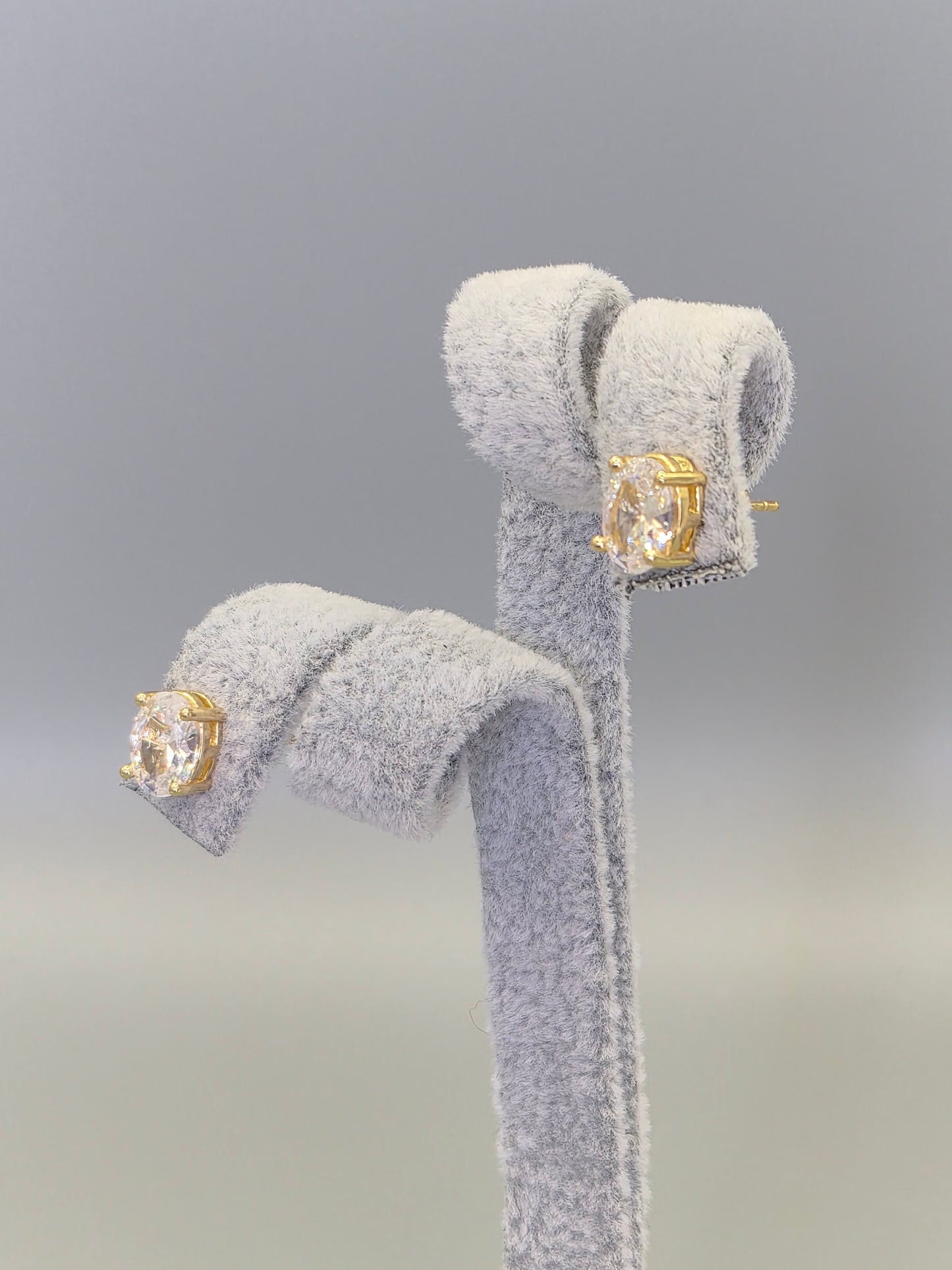 Oval Cubic Zirconia Stud Earrings - Yellow