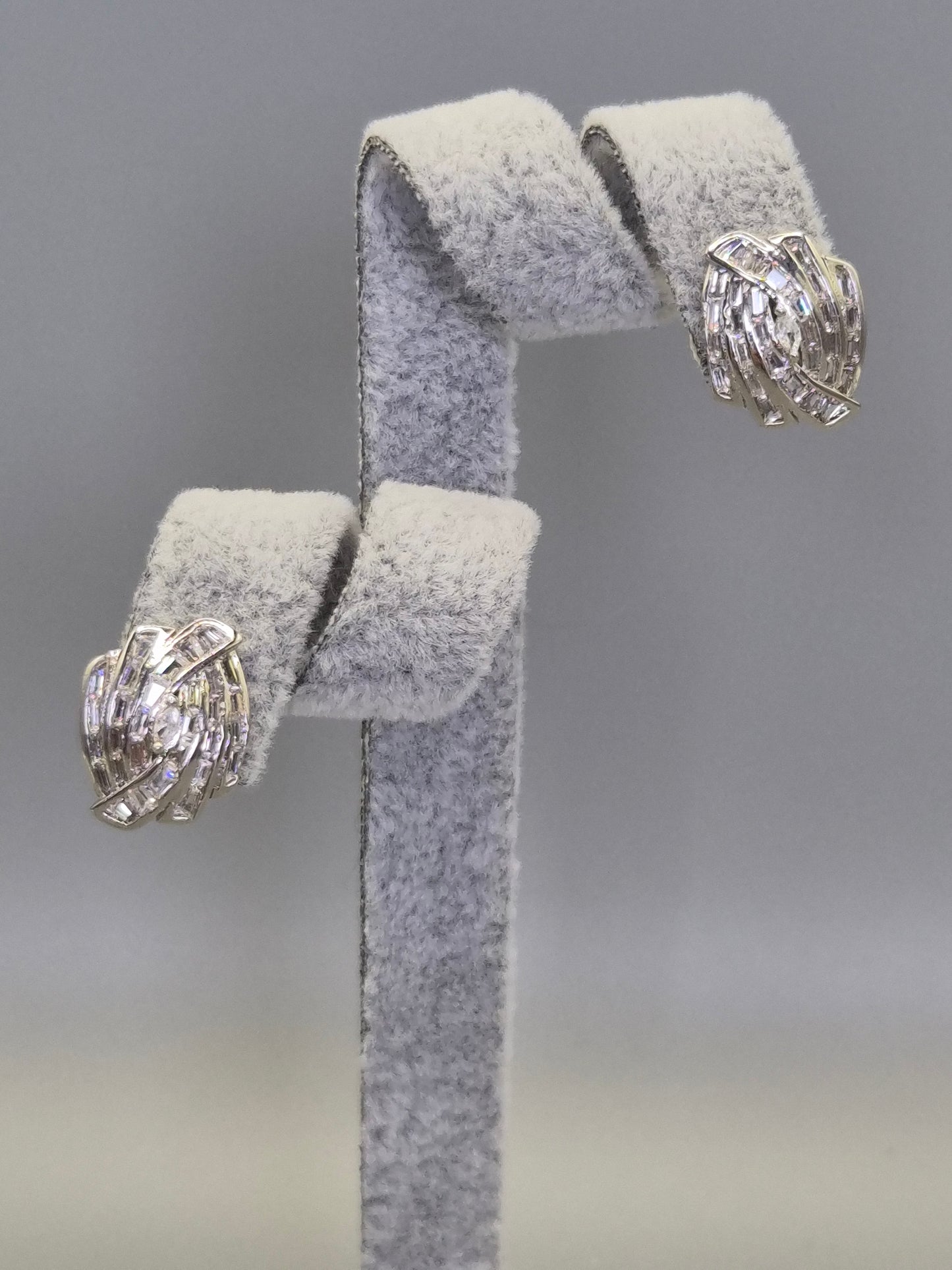Marquise & Baguette Cut Cubic Zirconia Surround Stud Earrings