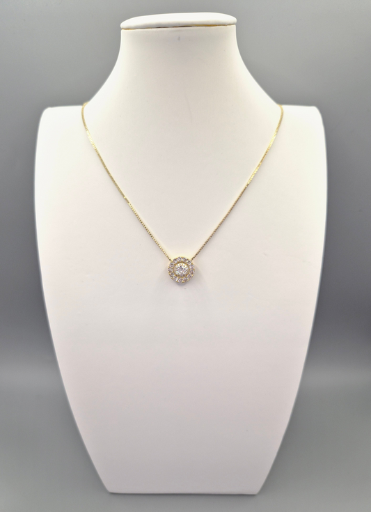 Trilogy Halo Yellow Set Cubic Zirconia Pendant