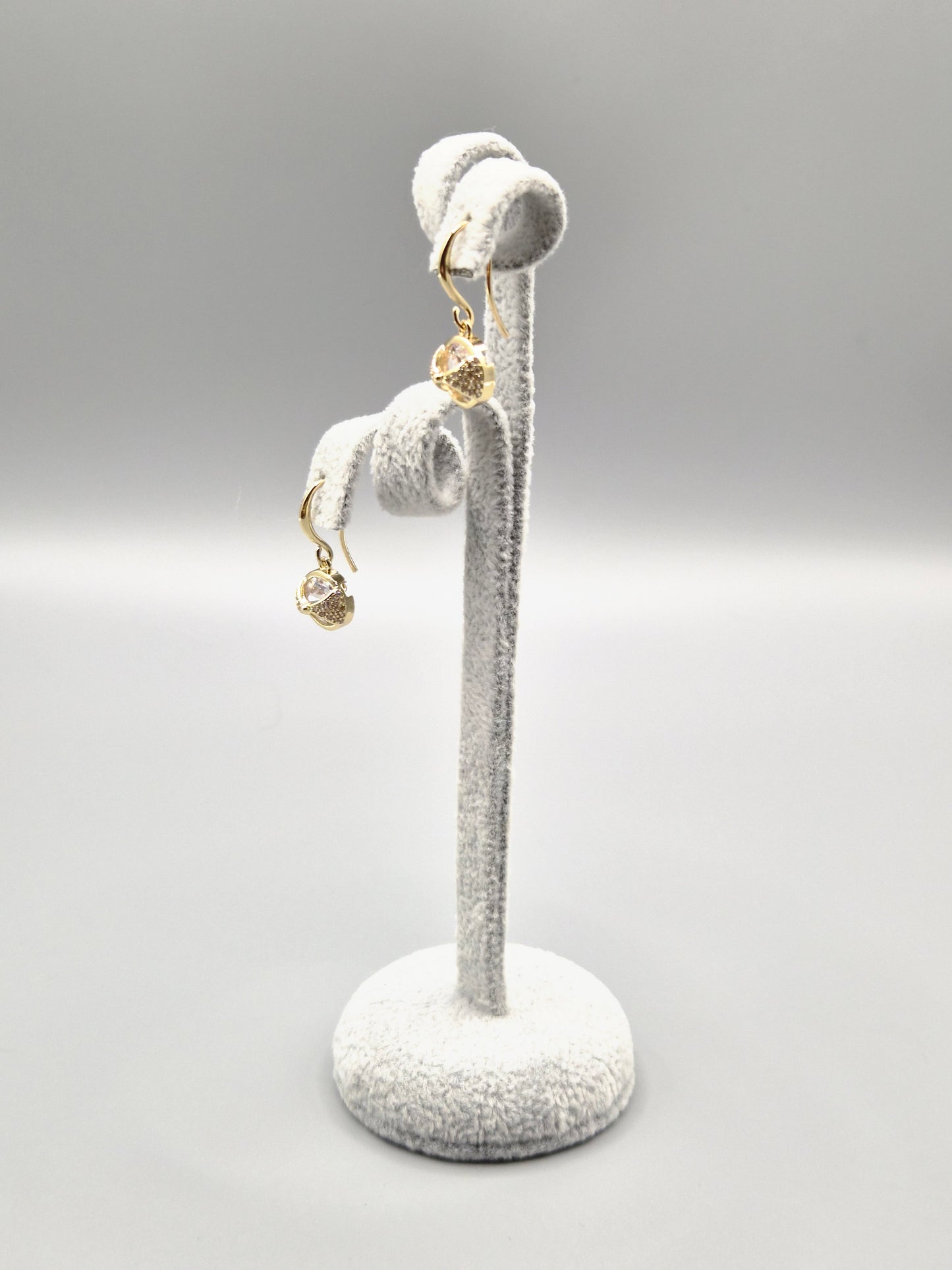 Gold Round Cubic Zirconia With Split Wrap Drop Earrings