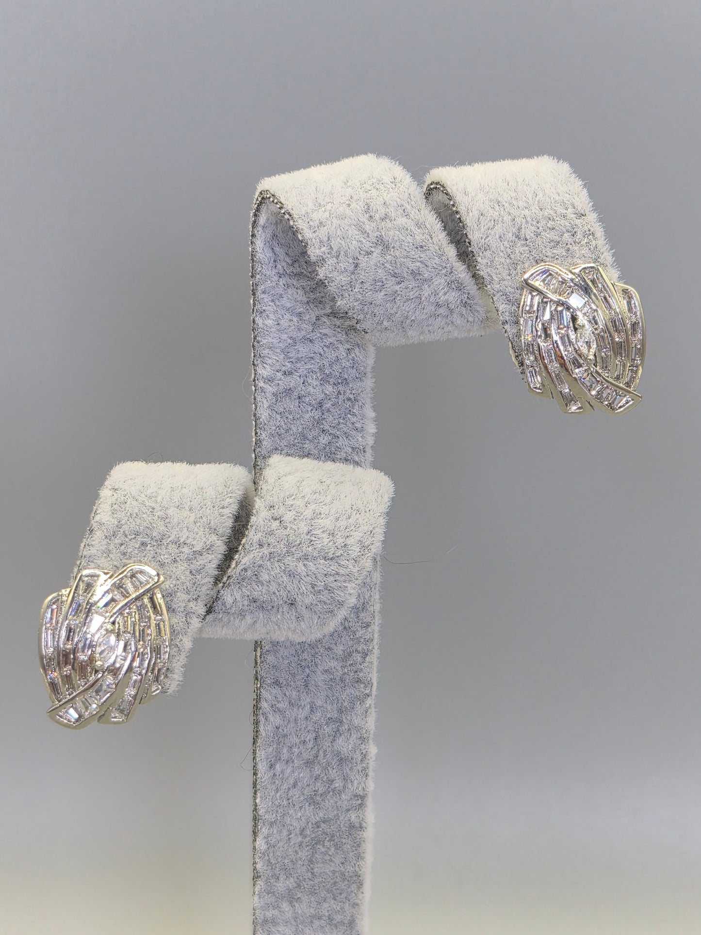 Marquise & Baguette Cut Cubic Zirconia Surround Stud Earrings