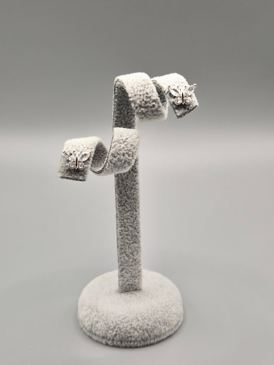 Butterfly Cubic Zirconia Open Circle Stud Earrings