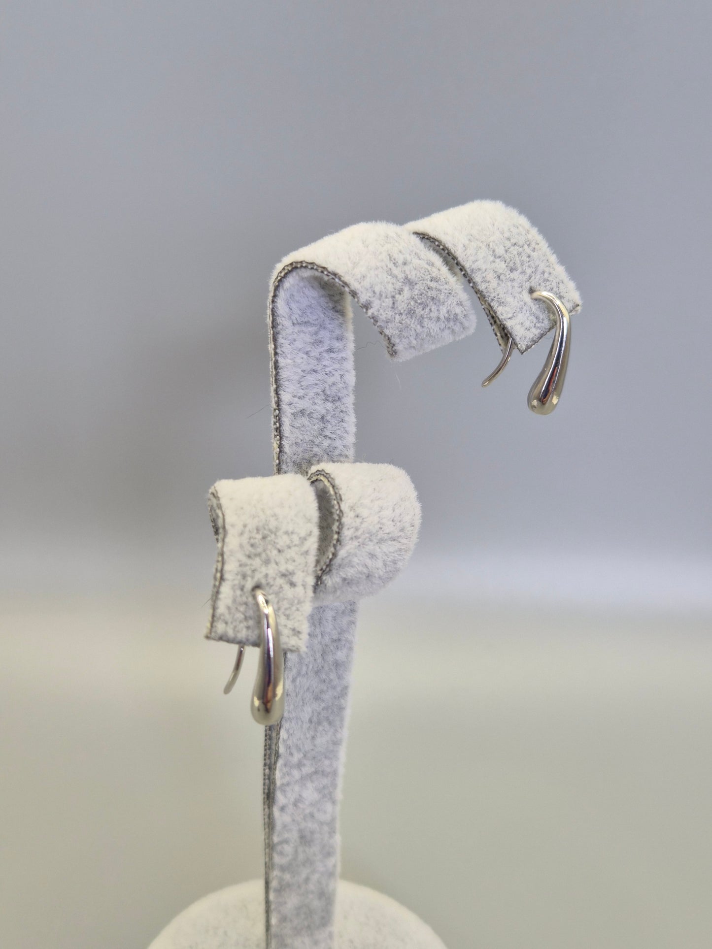 Water Drop Hook Through Earrings Silver