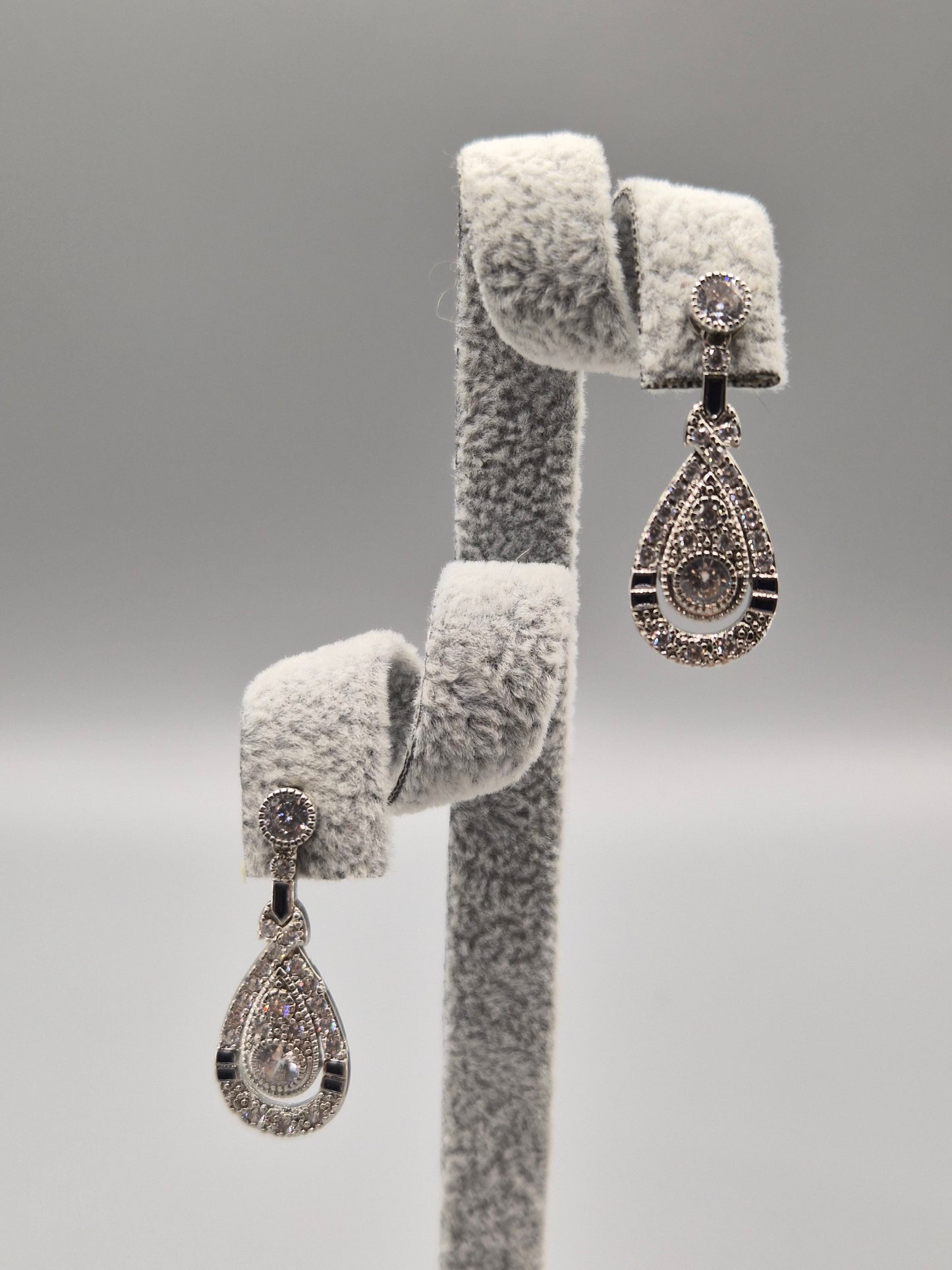 Pear Shaped Cubic Zirconia Drop Earrings