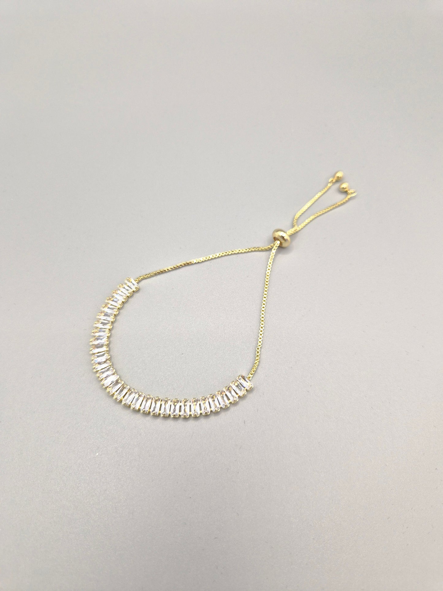 Baguette Cut Cubic Zirconia Adjustable Yellow Set Bracelet