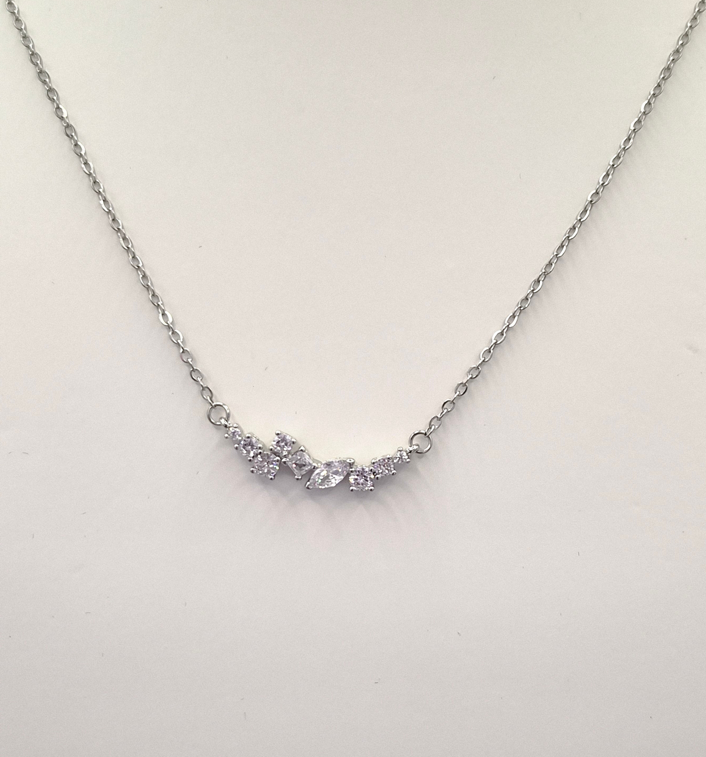Curved Marquise, Round & Princess Cut Cubic Zirconia Pendant