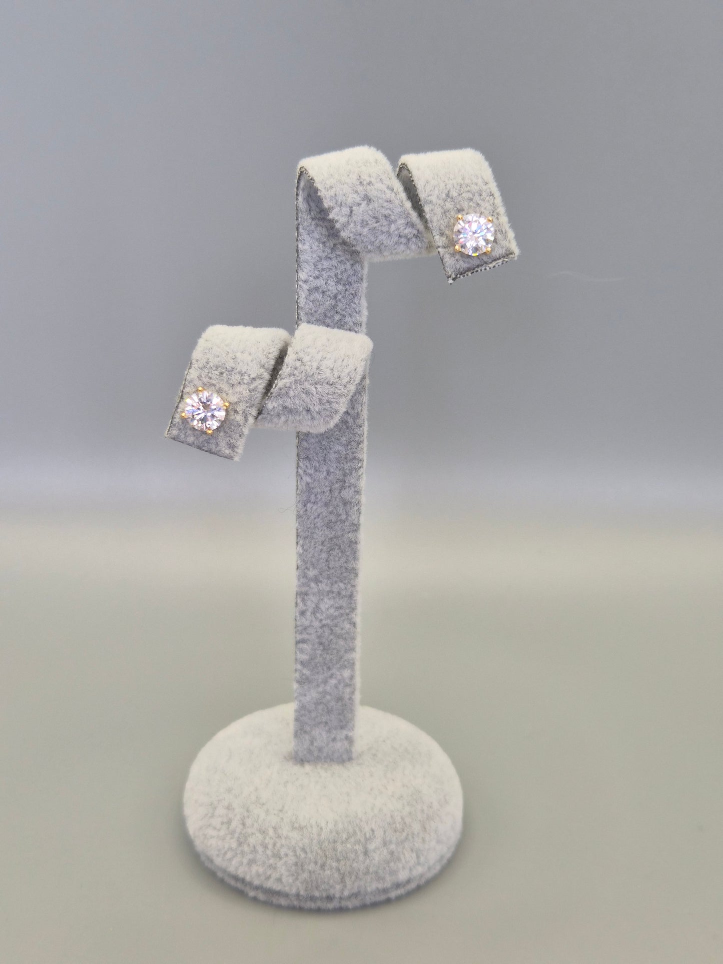 Round Brilliant Cubic Zirconia Stud Earrings Yellow Set