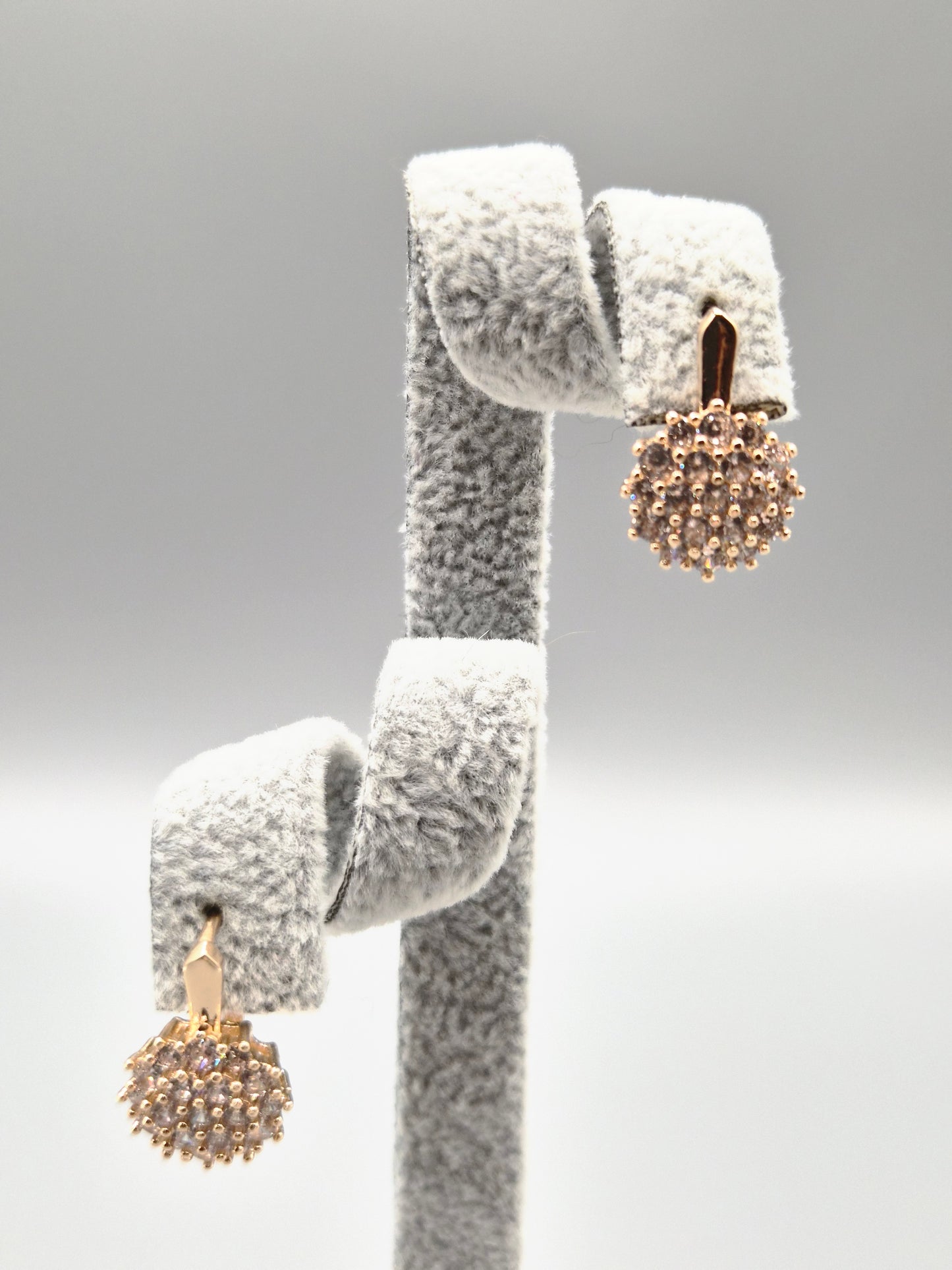 Gold Circle Bead Set Cubic Zirconia Huggie Hoop Earrings