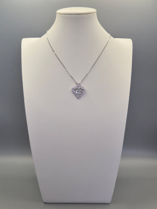 Heart With Round & Baguette Cut Cubic Zirconia Pendant