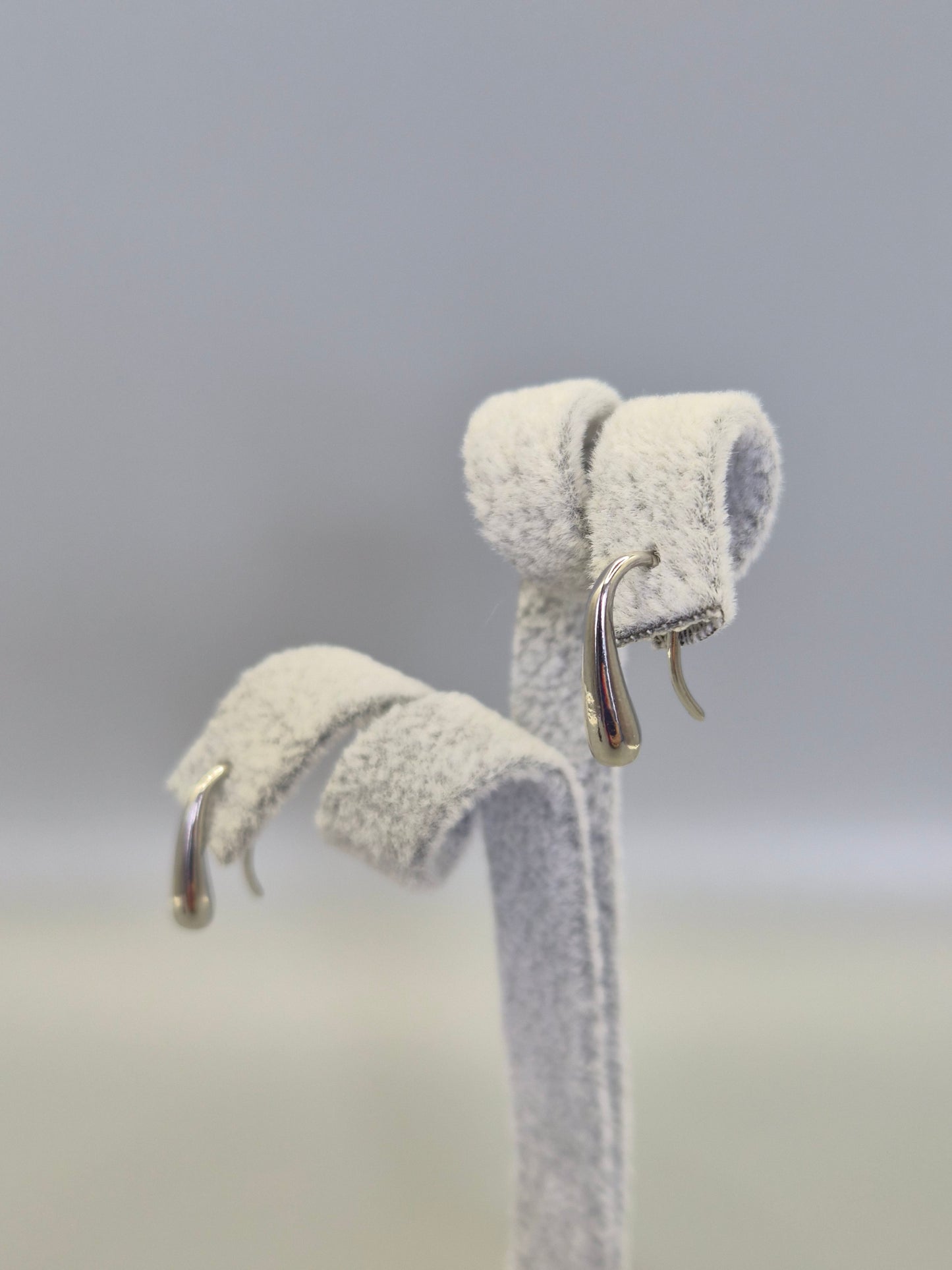 Water Drop Hook Through Earrings Silver