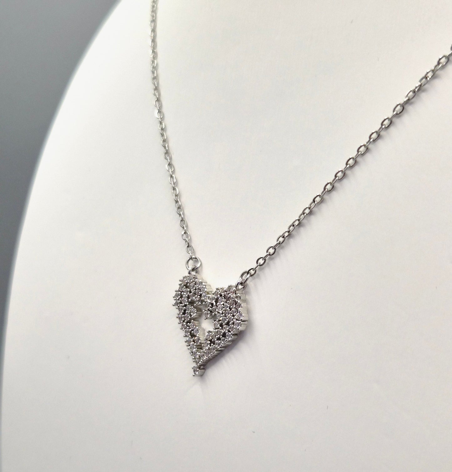 Open Filigree Heart Cubic Zirconia Pendant