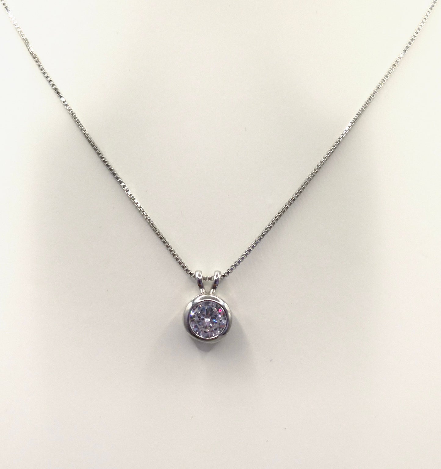 Besel Set Solitaire Cubic Zirconia Pendant