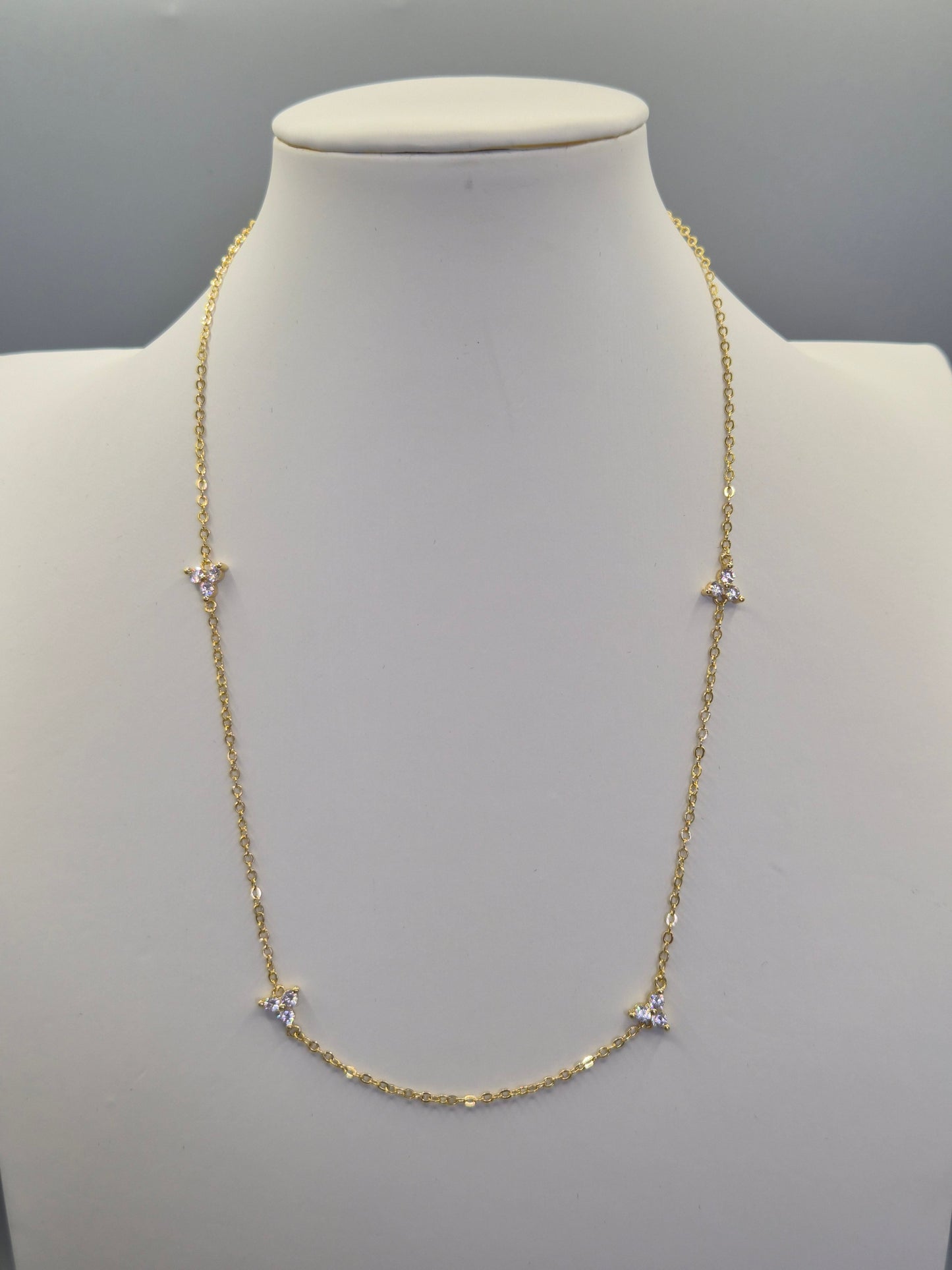 12 Stone Cubic Zirconia Choker Necklace- Yellow 16"
